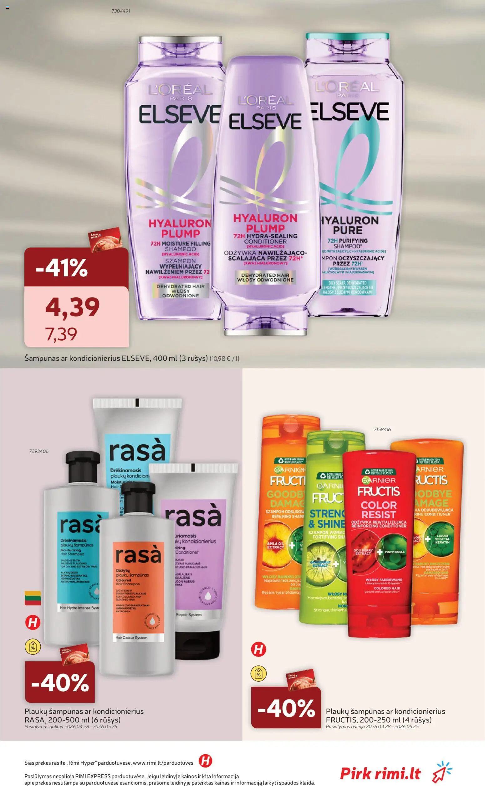 Rimi akcijos nuo 28.04.2026 | Puslapis: 3 | Prekių: Šampūnas, Kondicionierius