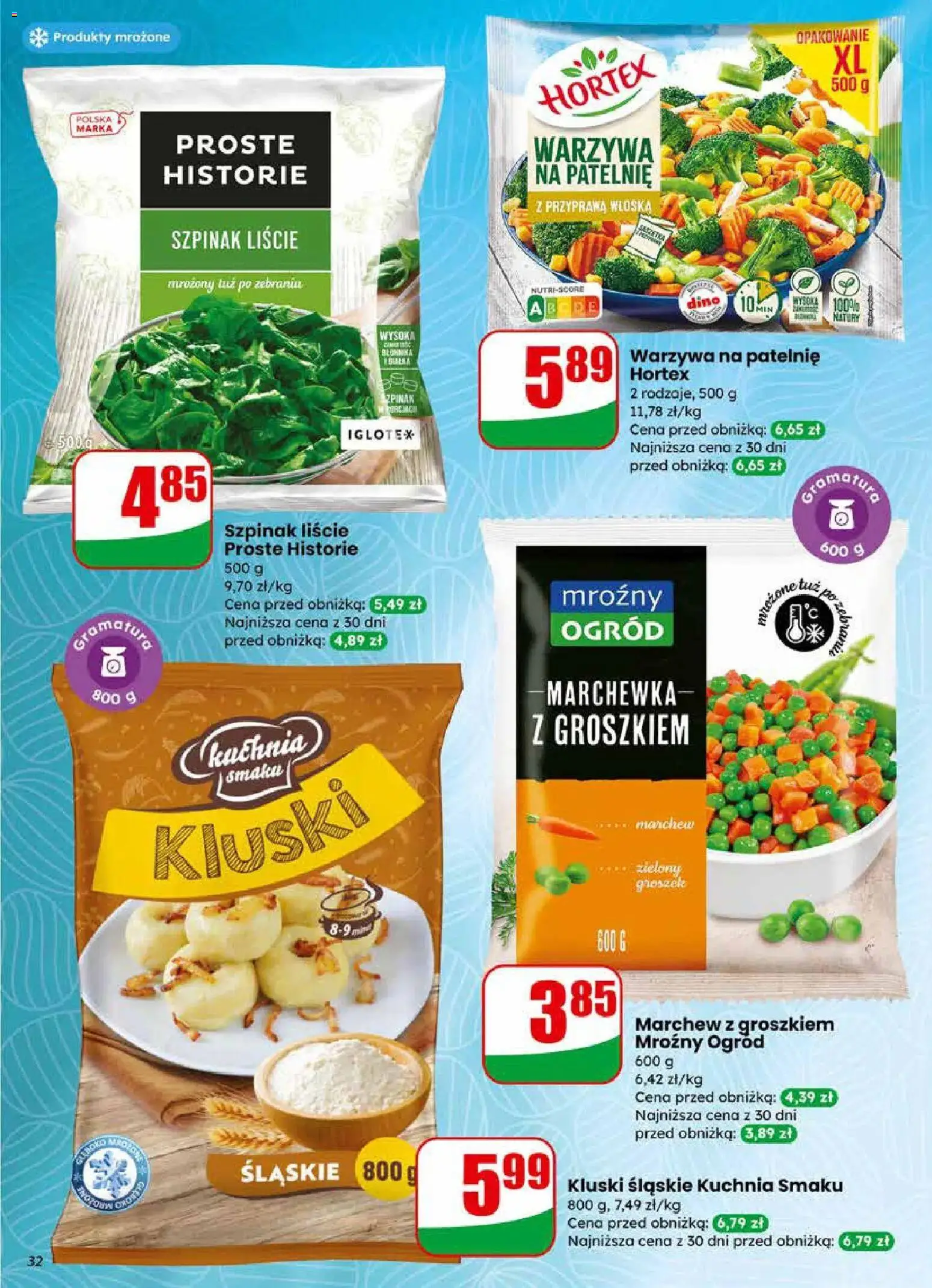 Dino gazetka od 01.04.2026 | Strona: 32 | Produkty: Warzywa na patelnie, Szpinak, Patelnie, Marchewka
