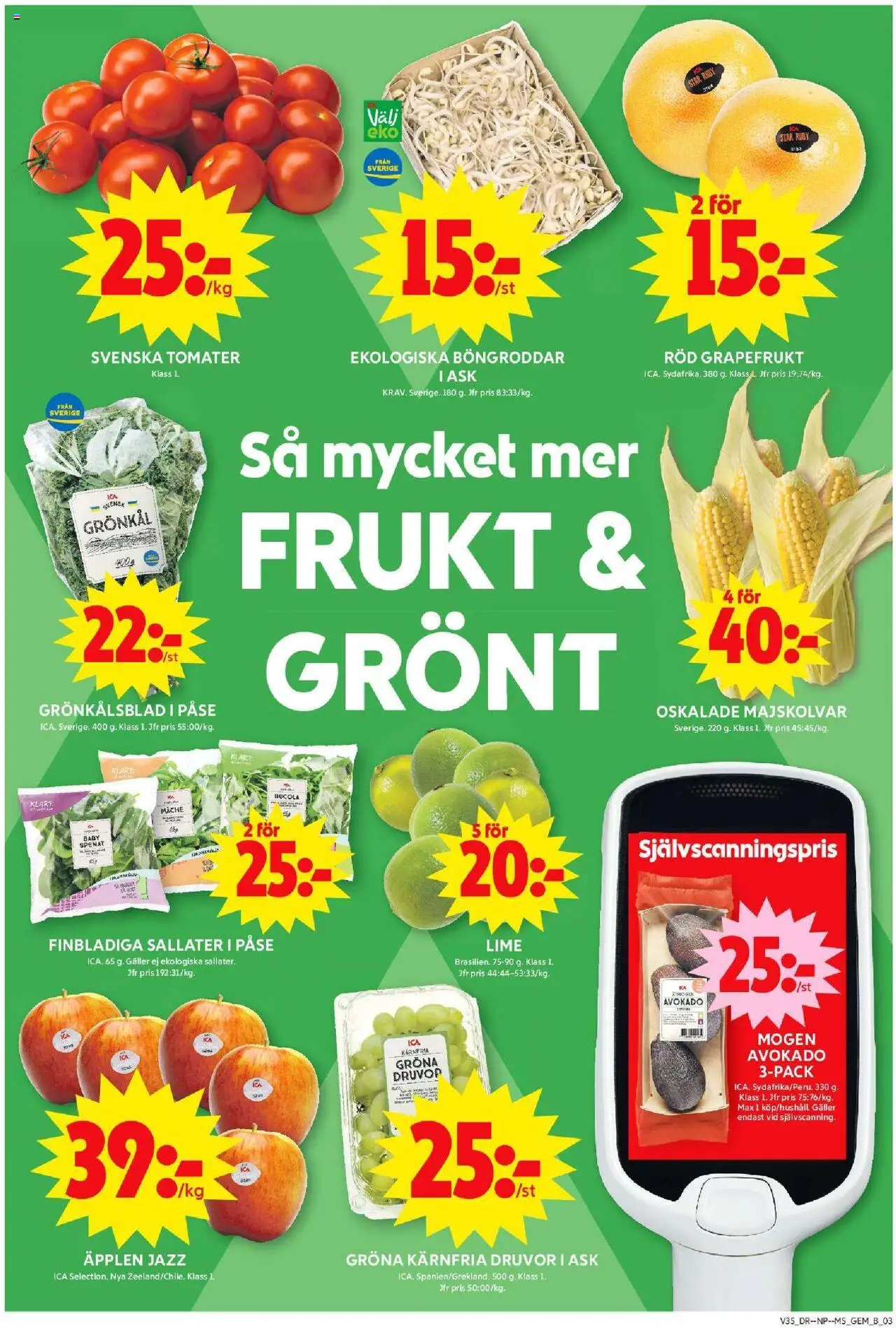 ICA Maxi reklamblad aktuell från 25.08.2025 | Sida: 3 | Produkter: Galler, Spenat, Äpplen, Lime