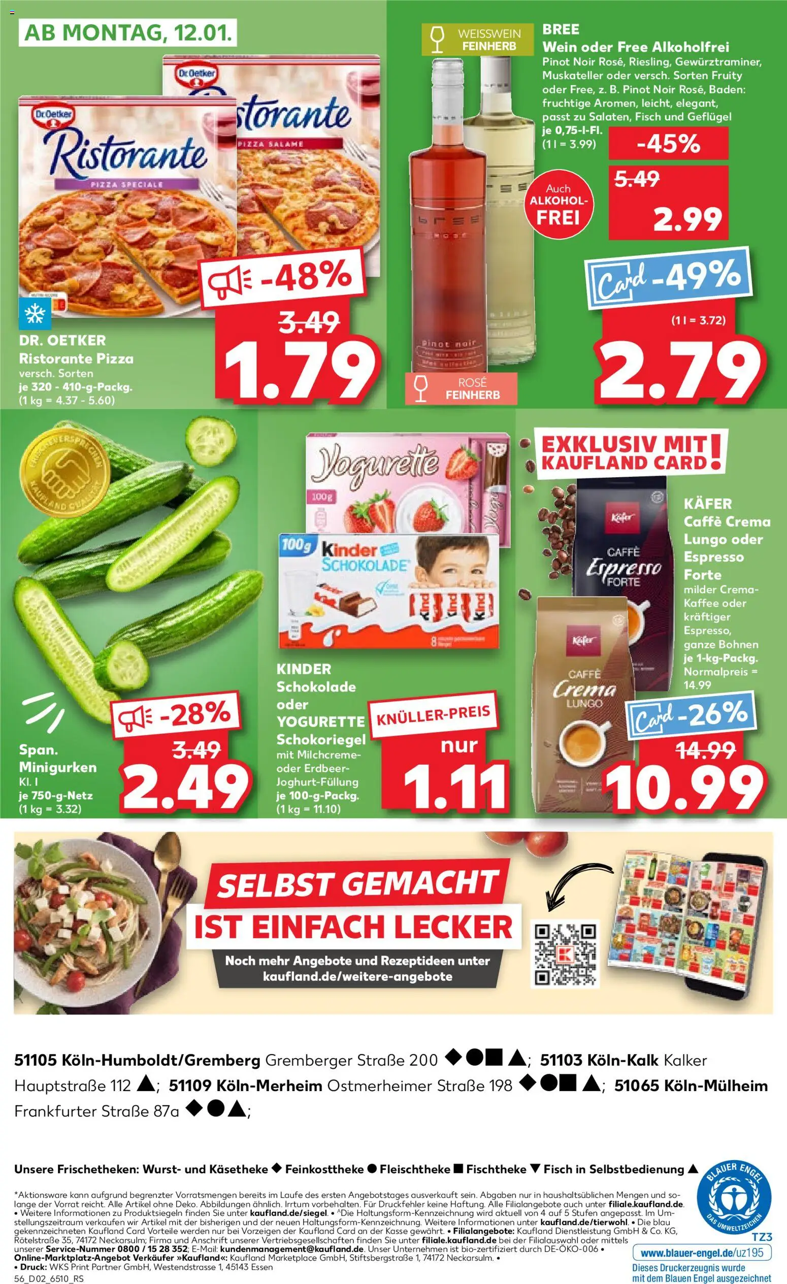 Kaufland prospekt Köln	 – gültig ab 08.01.2026 | Seite: 56 | Produkte: Ristorante, Kinder schokolade, Schokolade, Bree