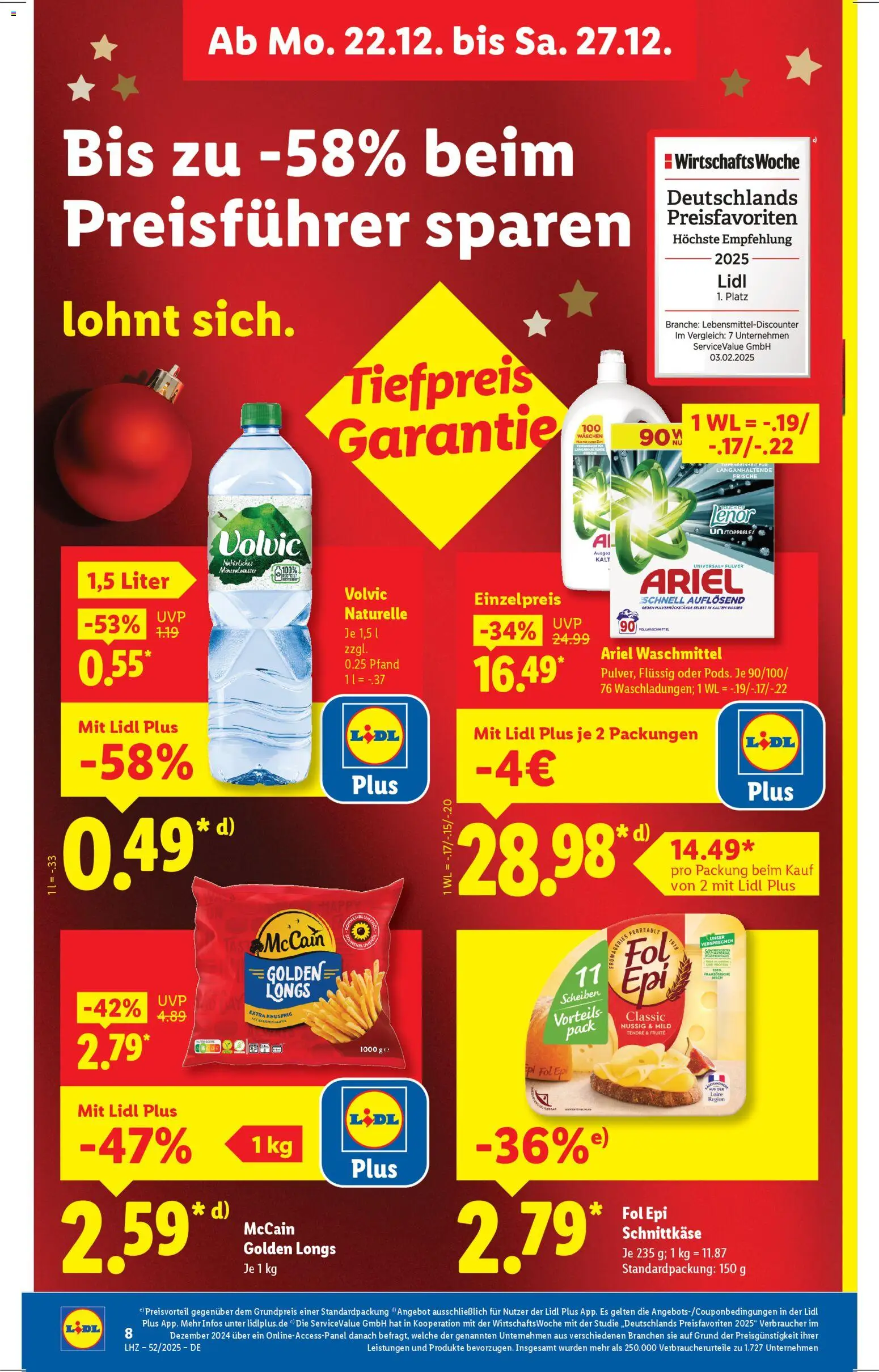 Lidl Prospekt Bestwig – gültig ab 22.12.2025 | Seite: 14 | Produkte: Ariel, Mineralwasser, Wasser, Volvic