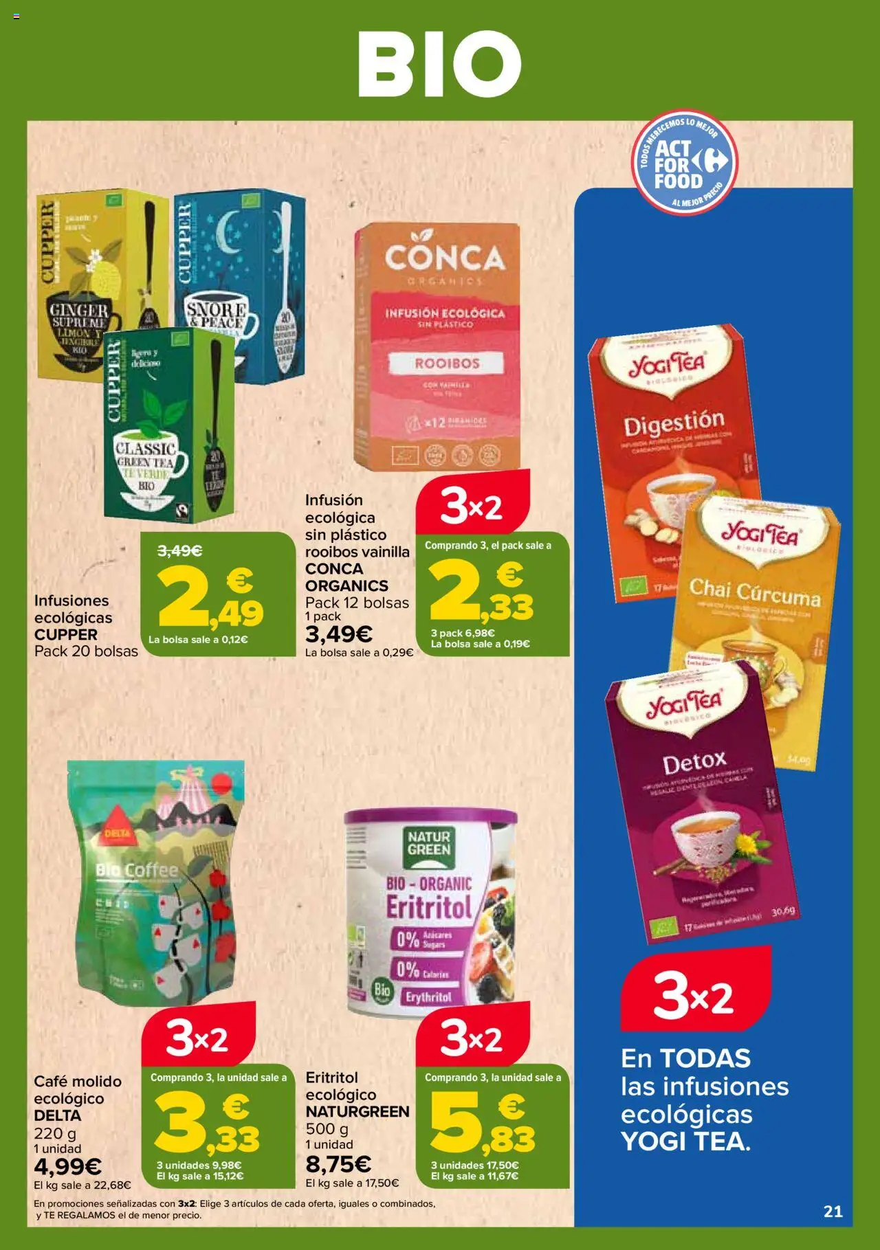 Carrefour - Bio │ válido desde el 26.09.2025 | Página: 21 | Productos: Café, Café molido, Té, Bolsa