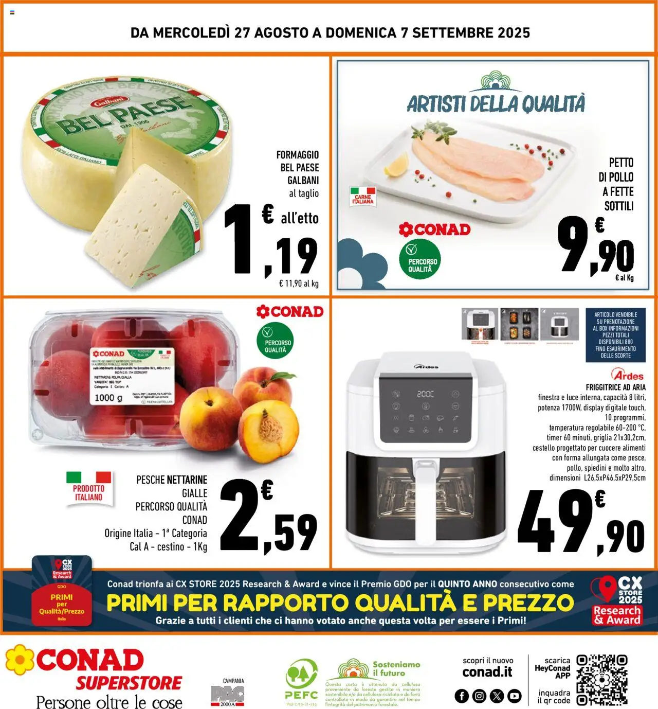 Volantino Conad del 27.08.2025 | Pagina: 32 | Prodotti: Friggitrice ad aria, Pollo, Latte, Cestino
