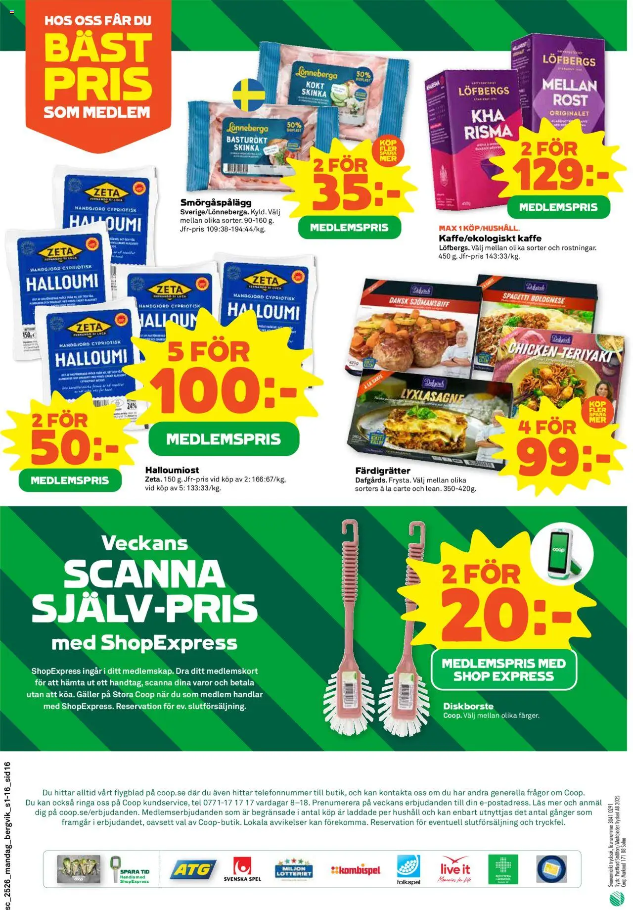Stora Coop reklamblad aktuell från 23.06.2025 | Sida: 16 | Produkter: Halloumi, Smörgåspålägg, Skinka, Spel