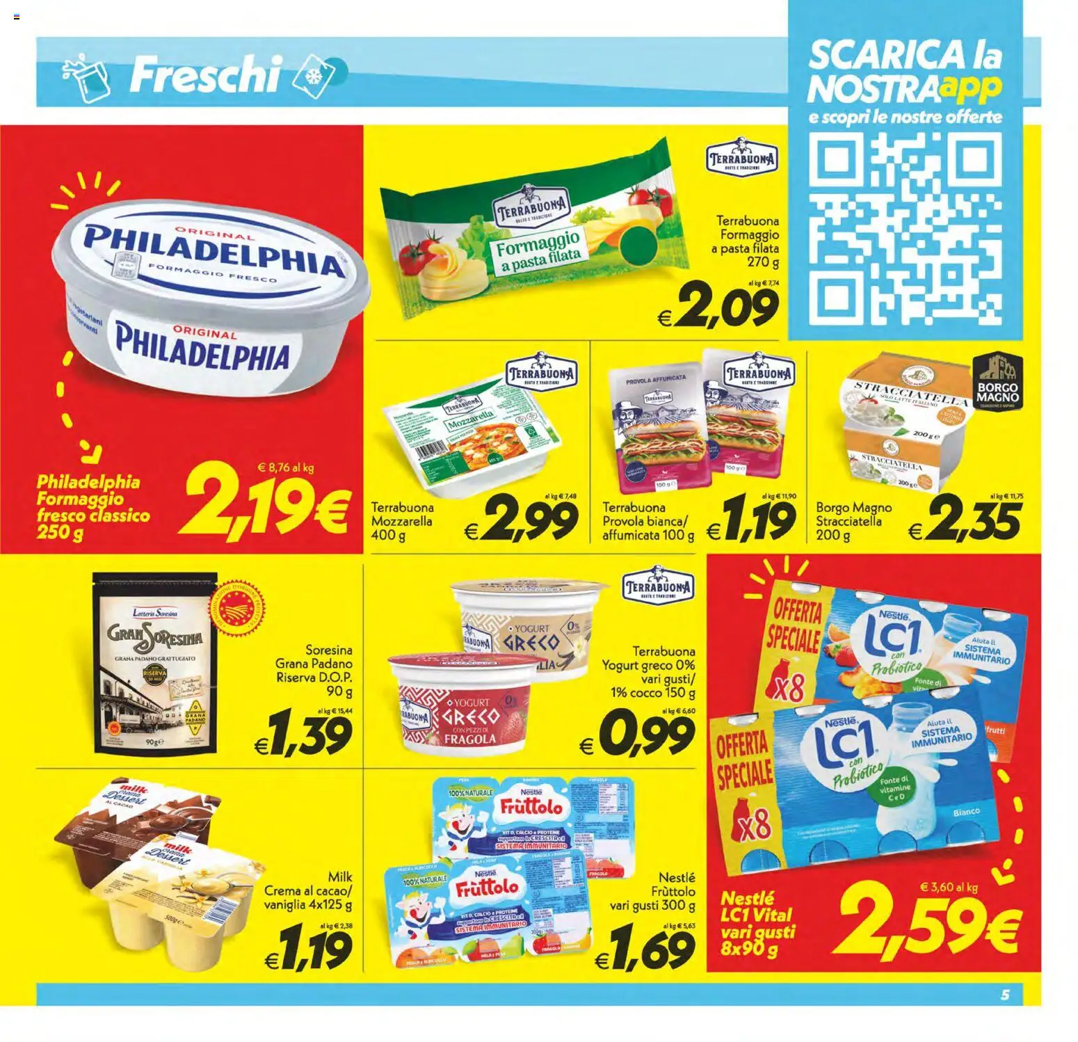 Volantino SuperConveniente del 06.03.2026 | Pagina: 5 | Prodotti: Crema, Mozzarella, Pasta, Grana Padano