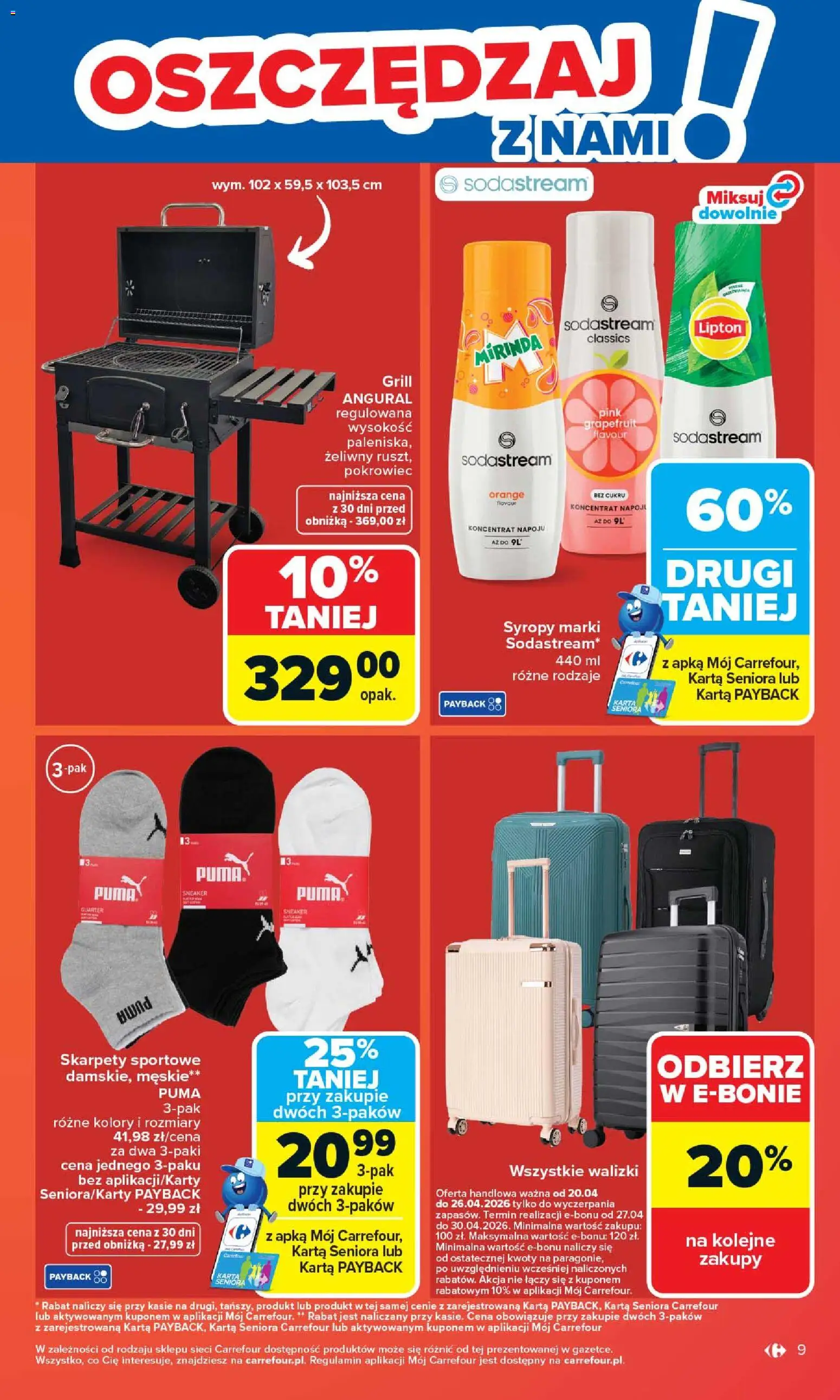 Carrefour gazetka od 20.04.2026 | Strona: 11 | Produkty: Karta, Grill, Walizki, Sodastream