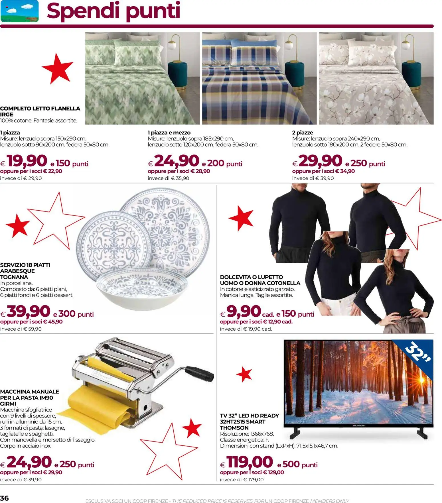 Volantino COOP del 16.12.2025 | Pagina: 36 | Prodotti: Pasta, TV, Alluminio, Letto