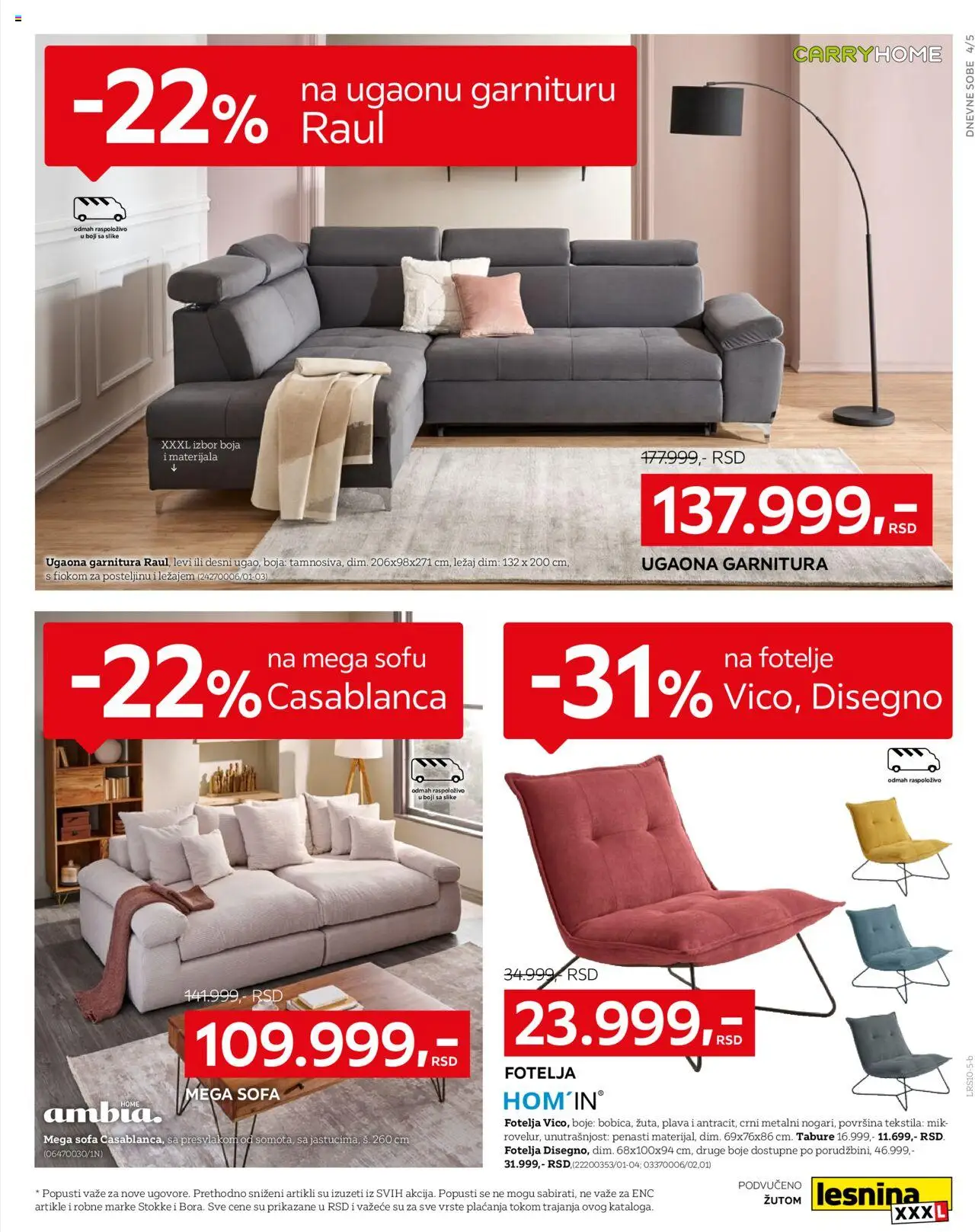 Lesnina XXXL katalog - važi od 13.10.2025 | Strana: 5 | Proizvode: Sofa, Fotelja, Tabure, Ugaona garnitura