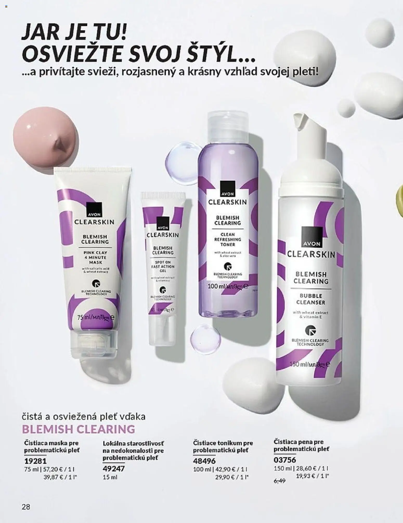 Nové Avon akcie – leták je platný od 01.04.2026 | Strana: 28 | Produkty: Maska, Toner, Jar