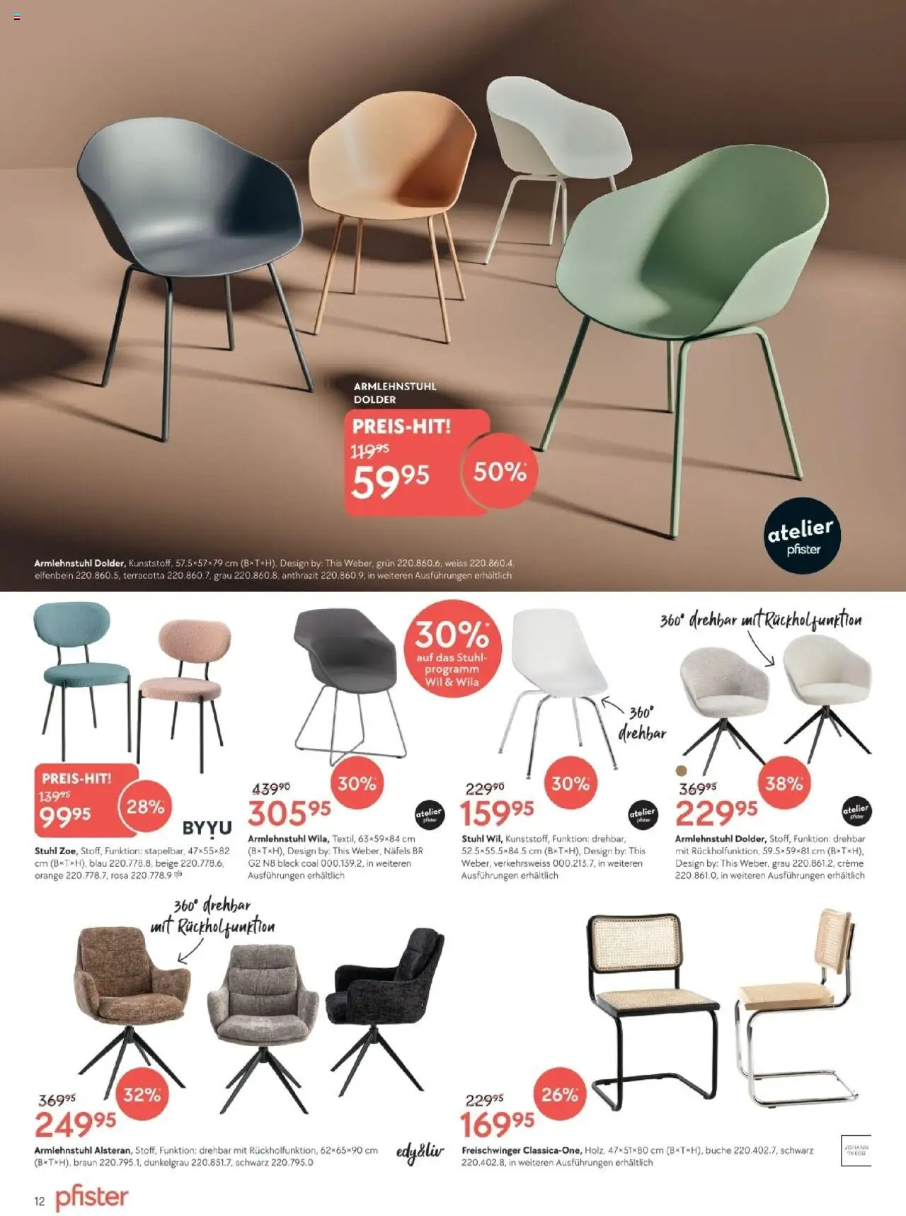 Pfister Aktionen – gültig ab 09.09.2025 | Seite: 12 | Produkte: Stuhl, Creme