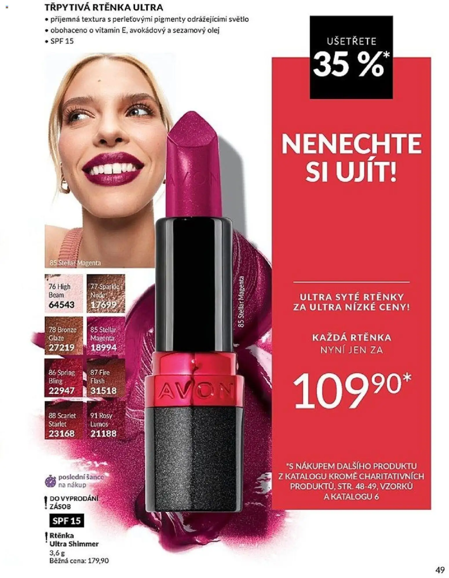 Avon Katalog 05/2026 od 01.05.2026 | Strana: 49 | Produkty: Olej, Sezamový olej, Rtěnka