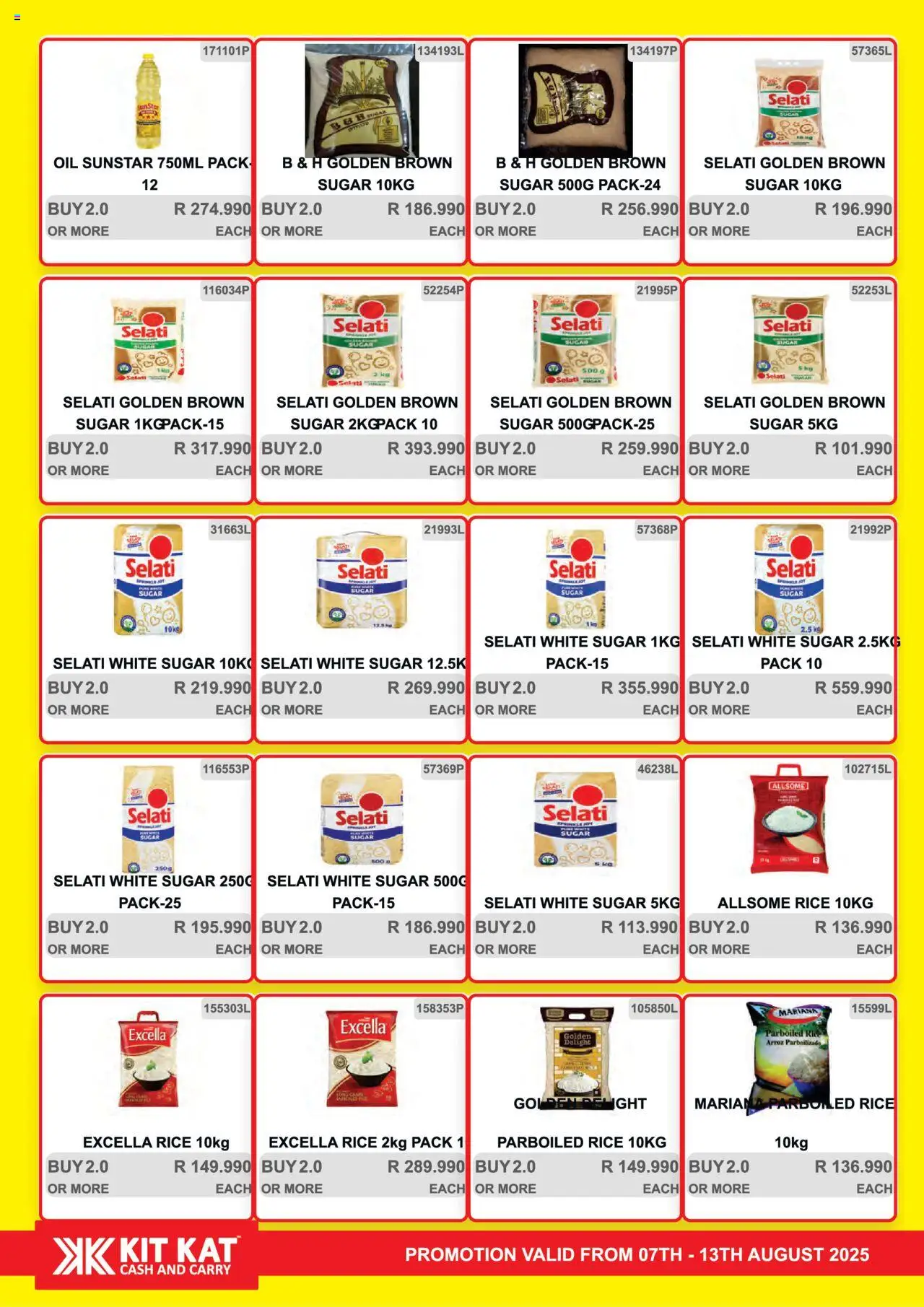 KIT KAT Cash & Carry Weekly Traders Special │ valid from 07.08.2025 | Page: 9 | Products: Oil, Rice, Sugar
