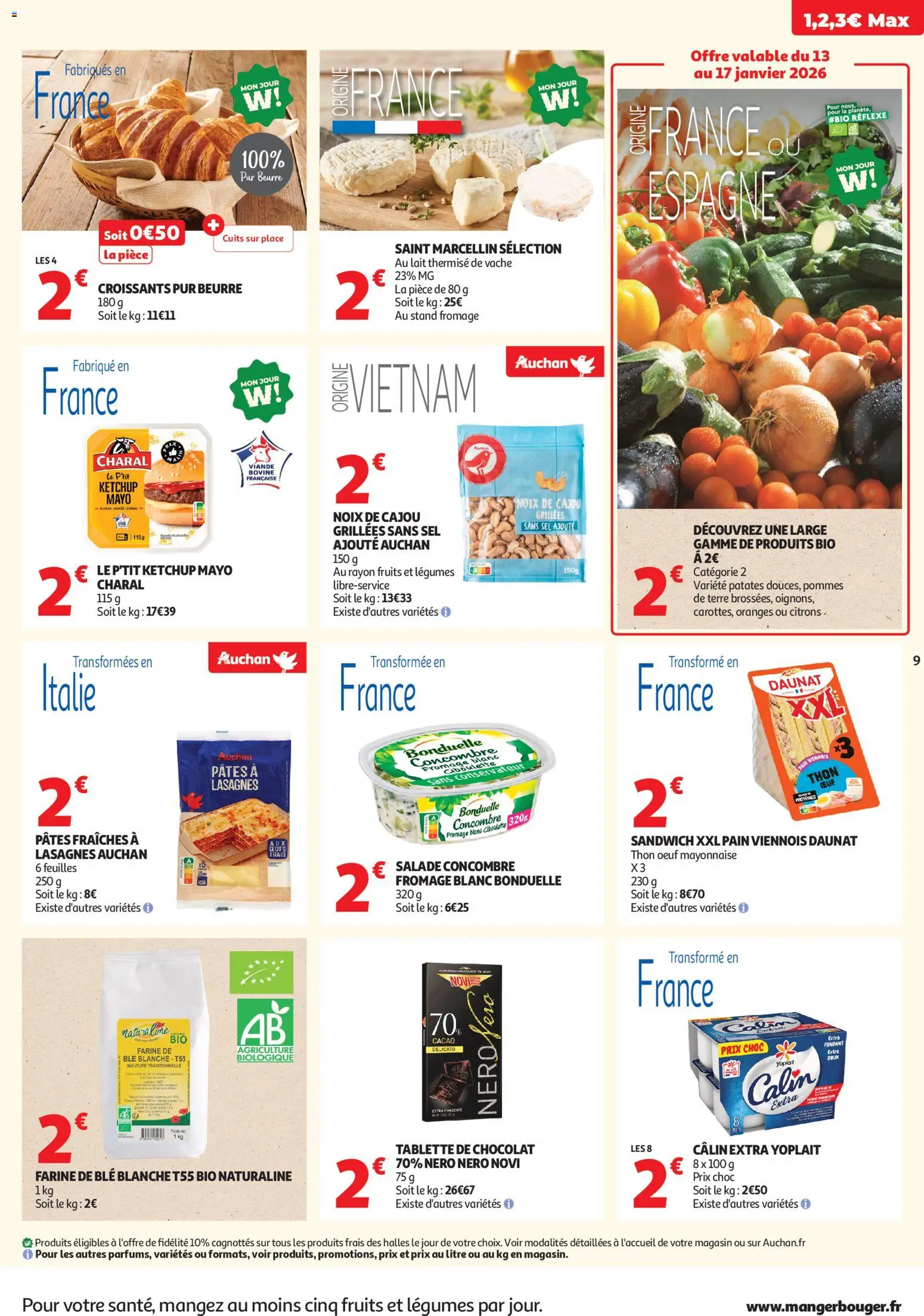 {H1} | Page: 9 | Produits: Concombre, Farine, Pâtes fraîches, Lasagnes