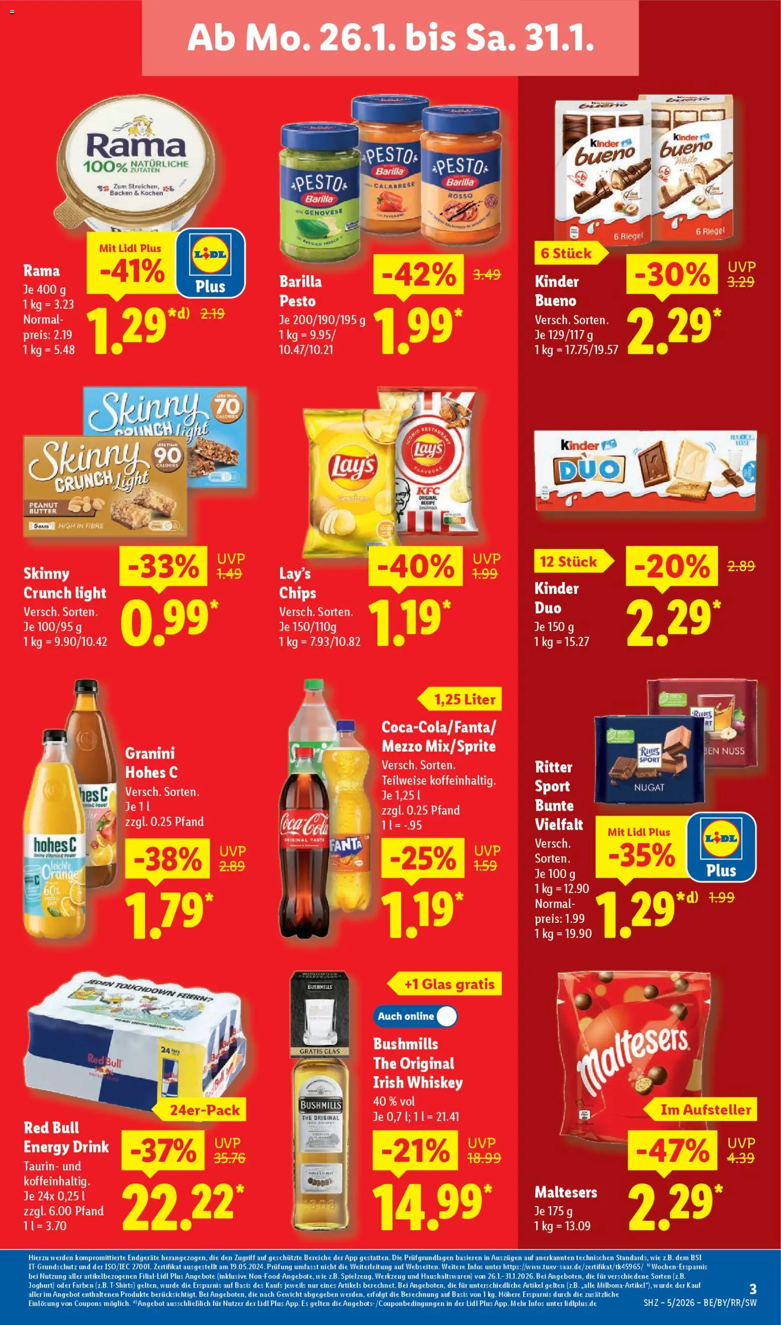 Lidl Prospekt Zossen – gültig ab 26.01.2026 | Seite: 3 | Produkte: Fanta, Butter, Joghurt, Ritter sport