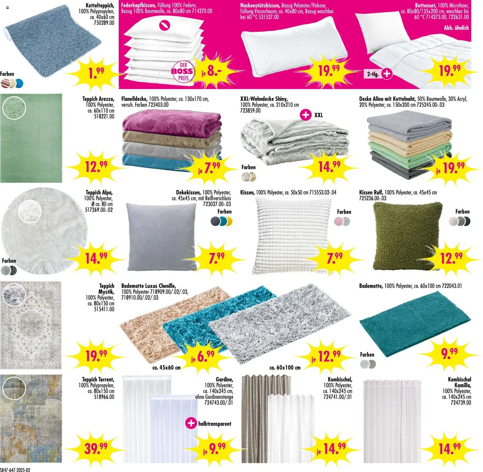 SB Möbel Boss Prospekt Neubrandenburg – gültig ab 15.11.2025 | Seite: 2 | Produkte: Kissen, Decke, Teppich