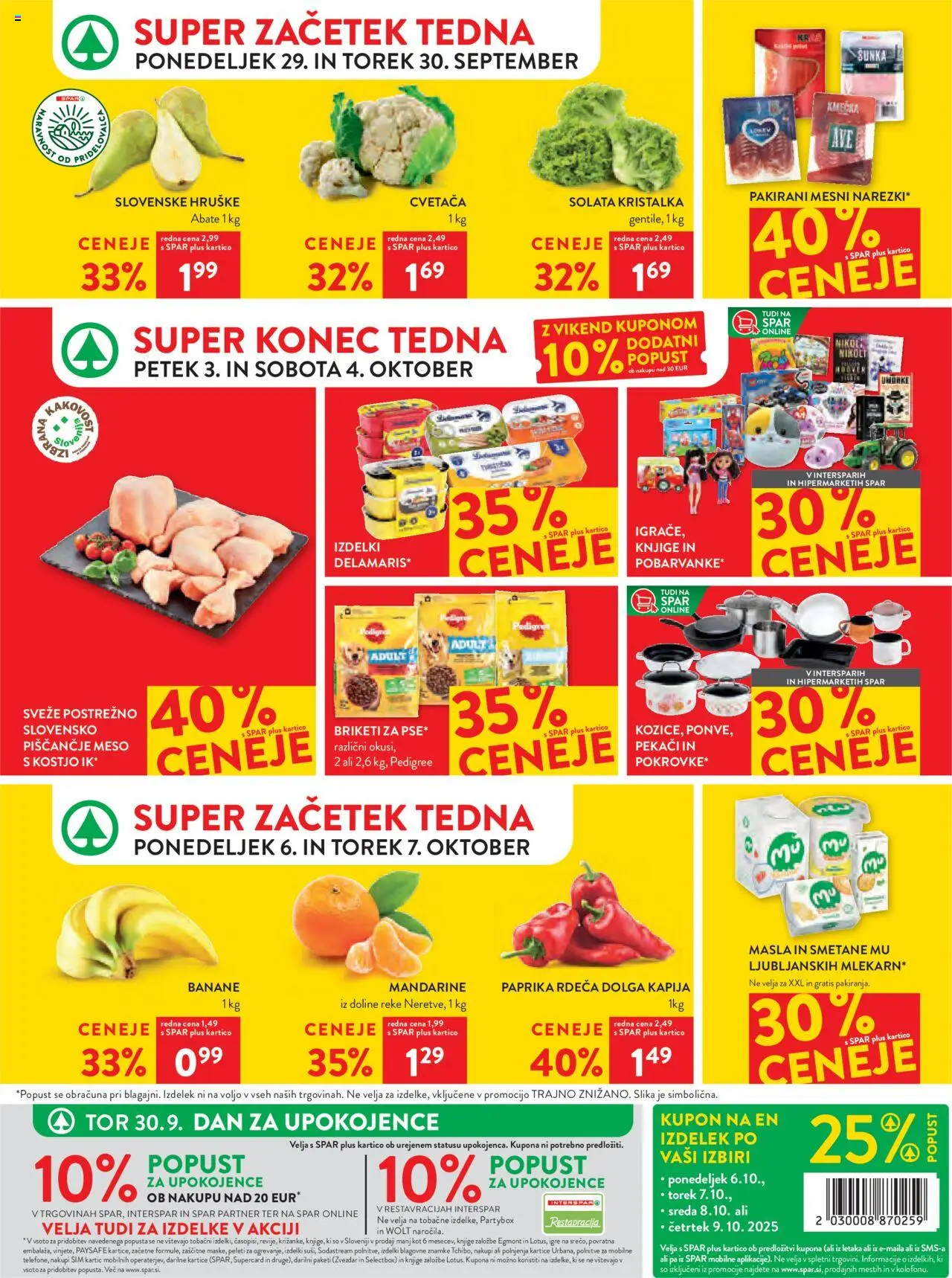Novi Spar katalog ponudbe – veljaven od 01.10.2025 | Stran: 34 | Izdelki: Paprika, Piscancje meso, Banane, Mandarine