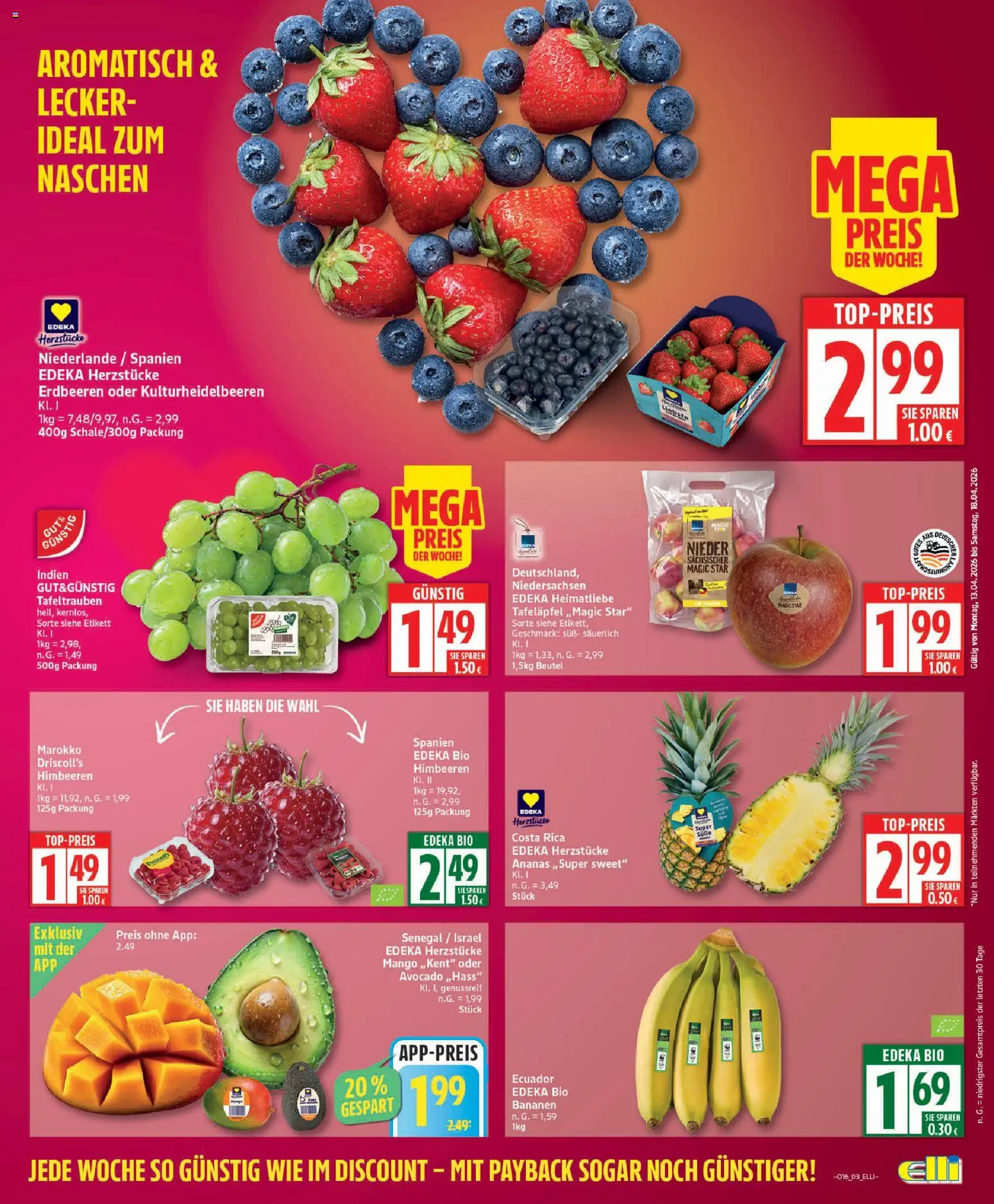 Elli Markt Prospekt Schloß Holte – gültig ab 13.04.2026 | Seite: 3 | Produkte: Himbeeren, Bananen, Ananas, Erdbeeren
