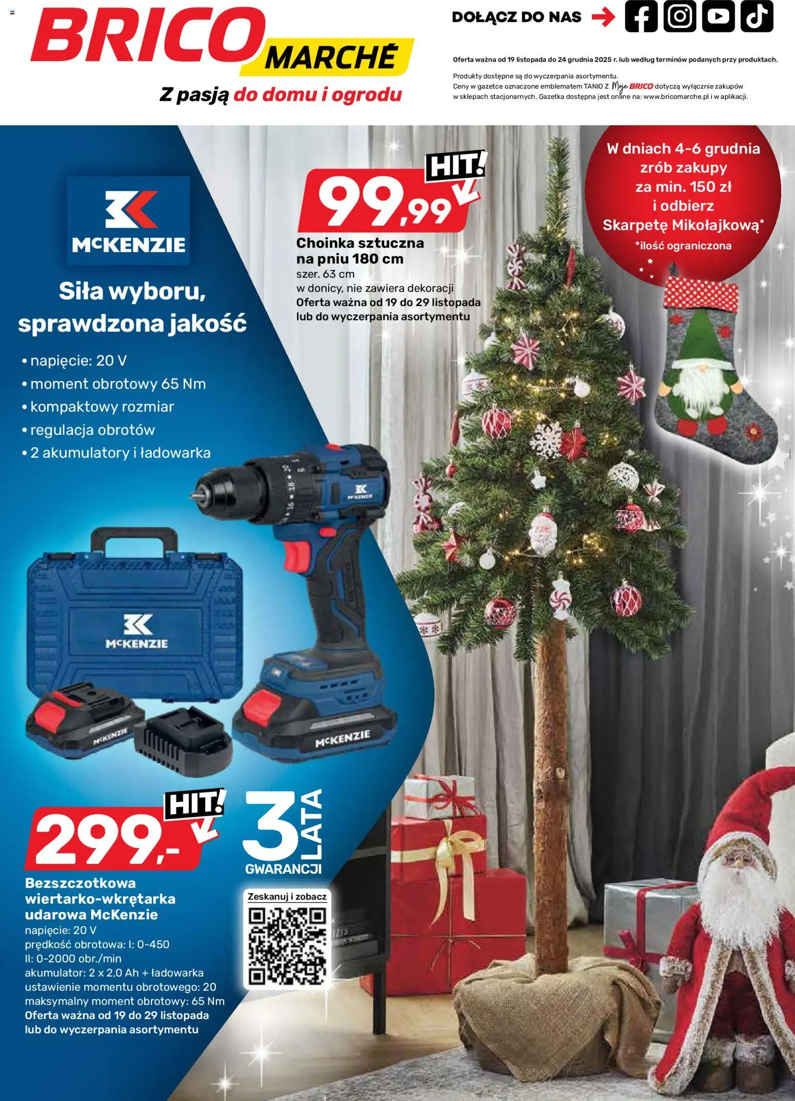Brico Marché Gazetka od 19.11.2025 | Strona: 1 | Produkty: Choinka, Ładowarka