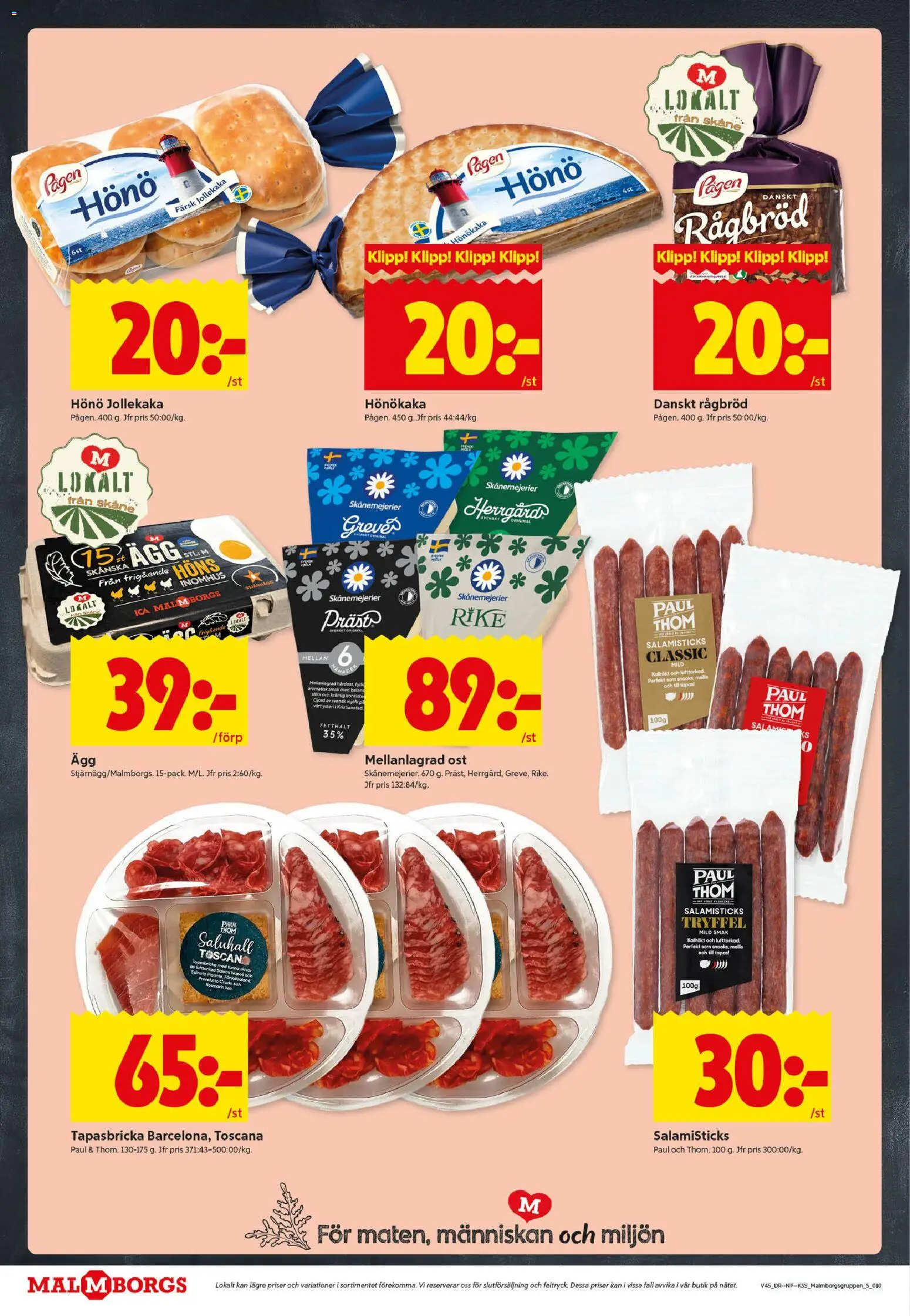 ICA Kvantum reklamblad aktuell från 03.11.2025 | Sida: 10 | Produkter: Hönökaka, Mjölk, Ost, Salami