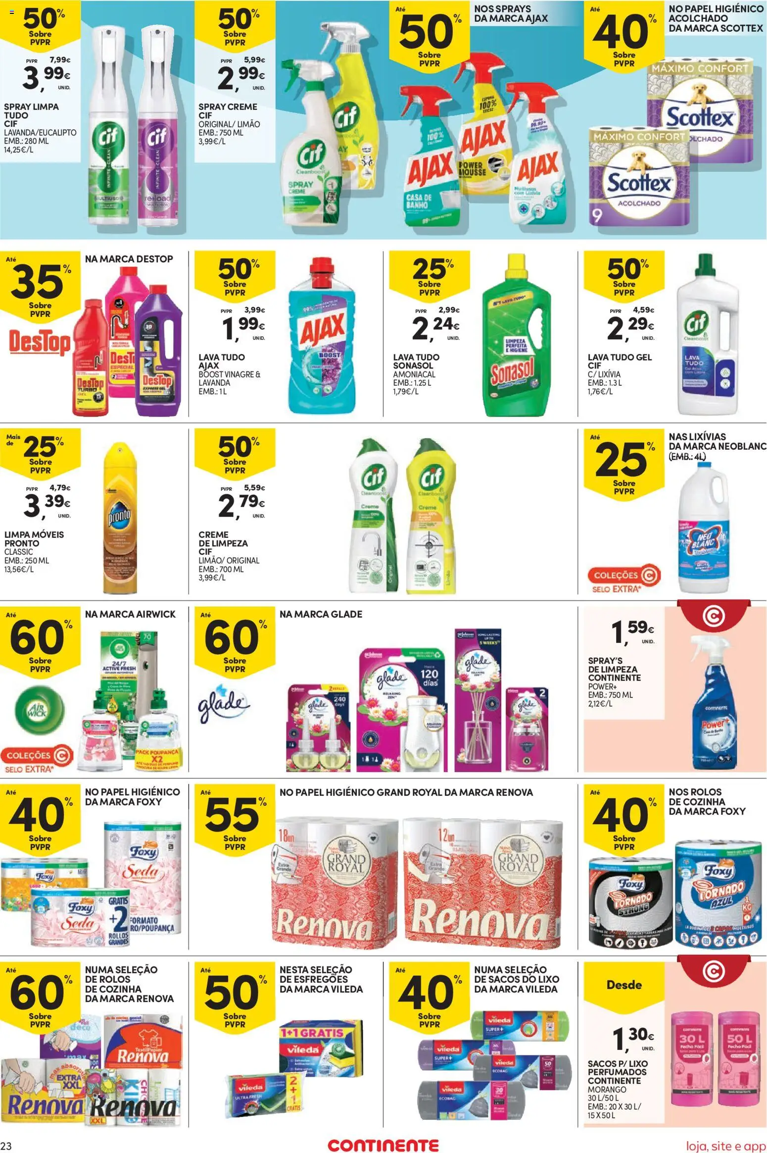 Continente Semanal Continente Bom Dia │ válido de 17.02.2026 | Página: 23 | Produtos: Vinagre, Limpa móveis, Banho, Creme