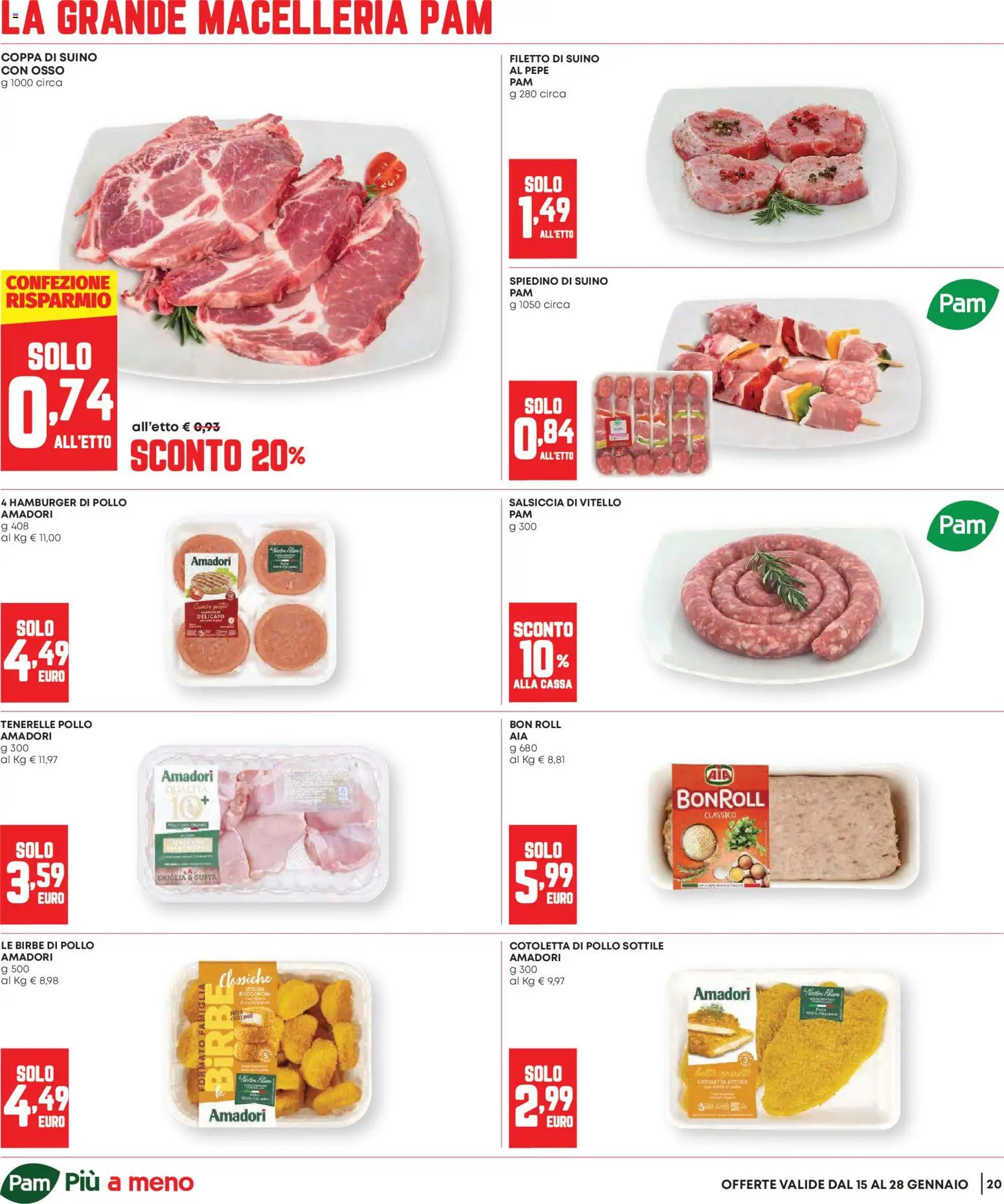 Volantino Panorama del 15.01.2026 | Pagina: 20 | Prodotti: Pollo, Suino, Salsiccia, Vitello