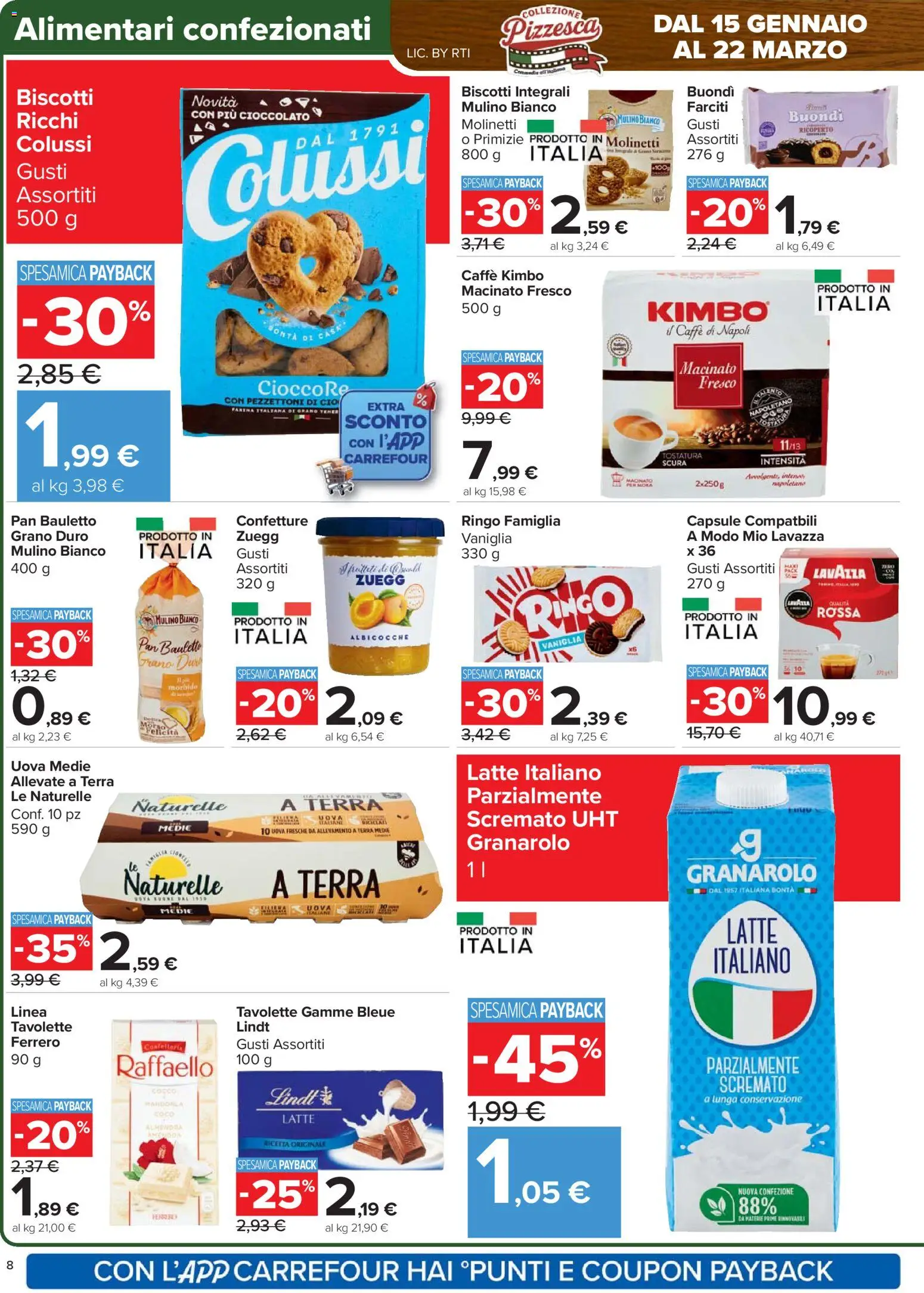 Volantino Carrefour del 15.01.2026 | Pagina: 8 | Prodotti: Cioccolato, Farina, Albicocche, Macinato