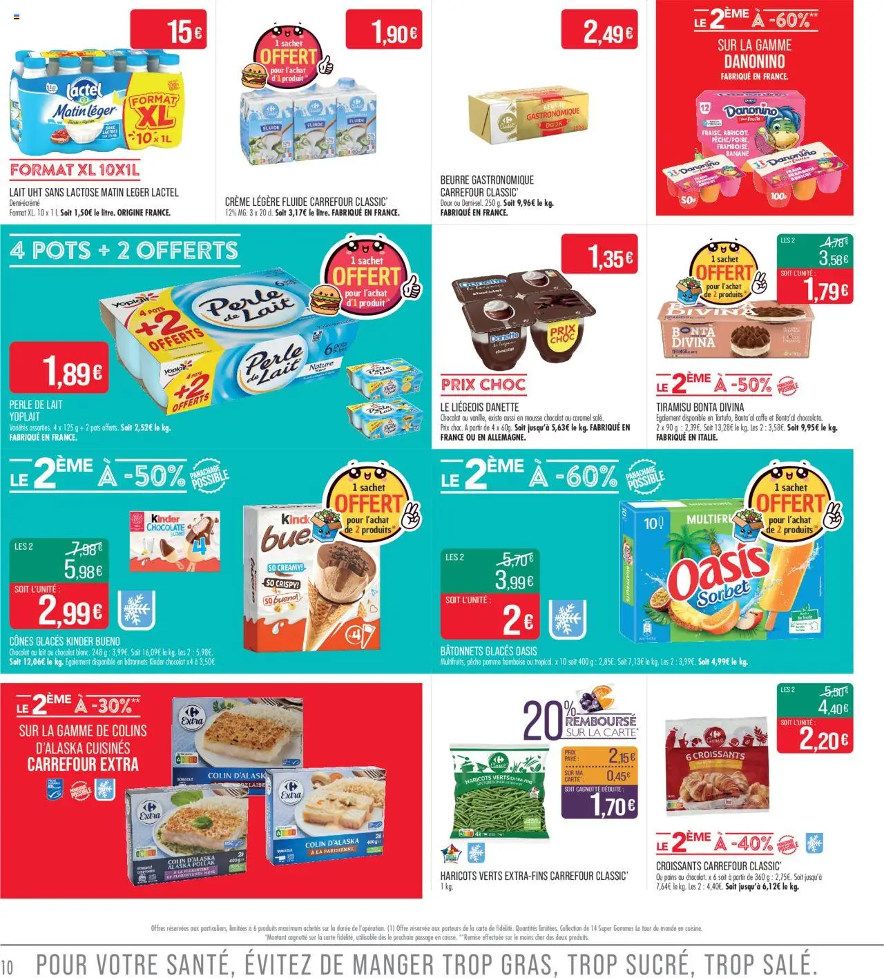  | Page: 10 | Produits: Glaces, Kinder Bueno, Lait, Beurre