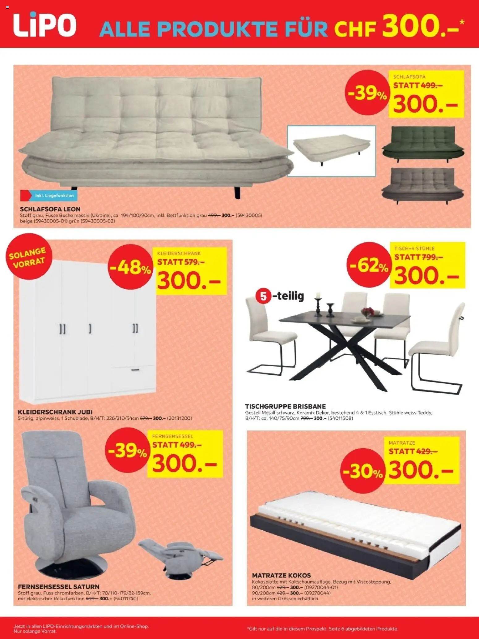 Lipo Aktionen – gültig ab 06.12.2025 | Seite: 6 | Produkte: Matratze, Kleiderschrank, Fernsehsessel, Schlafsofa