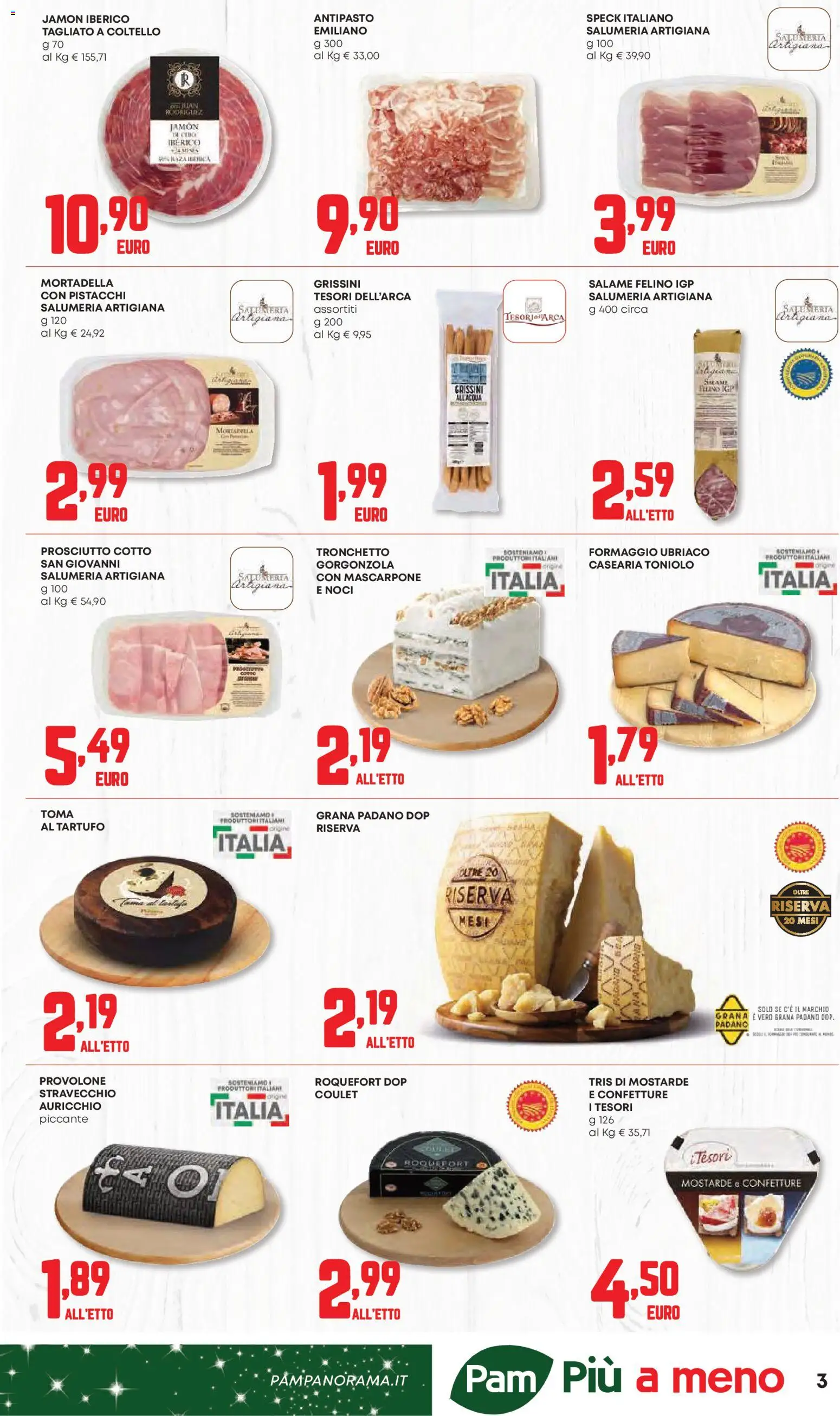 Volantino PAM del 20.11.2025 | Pagina: 3 | Prodotti: Speck, Tartufo, Grana Padano, Grissini