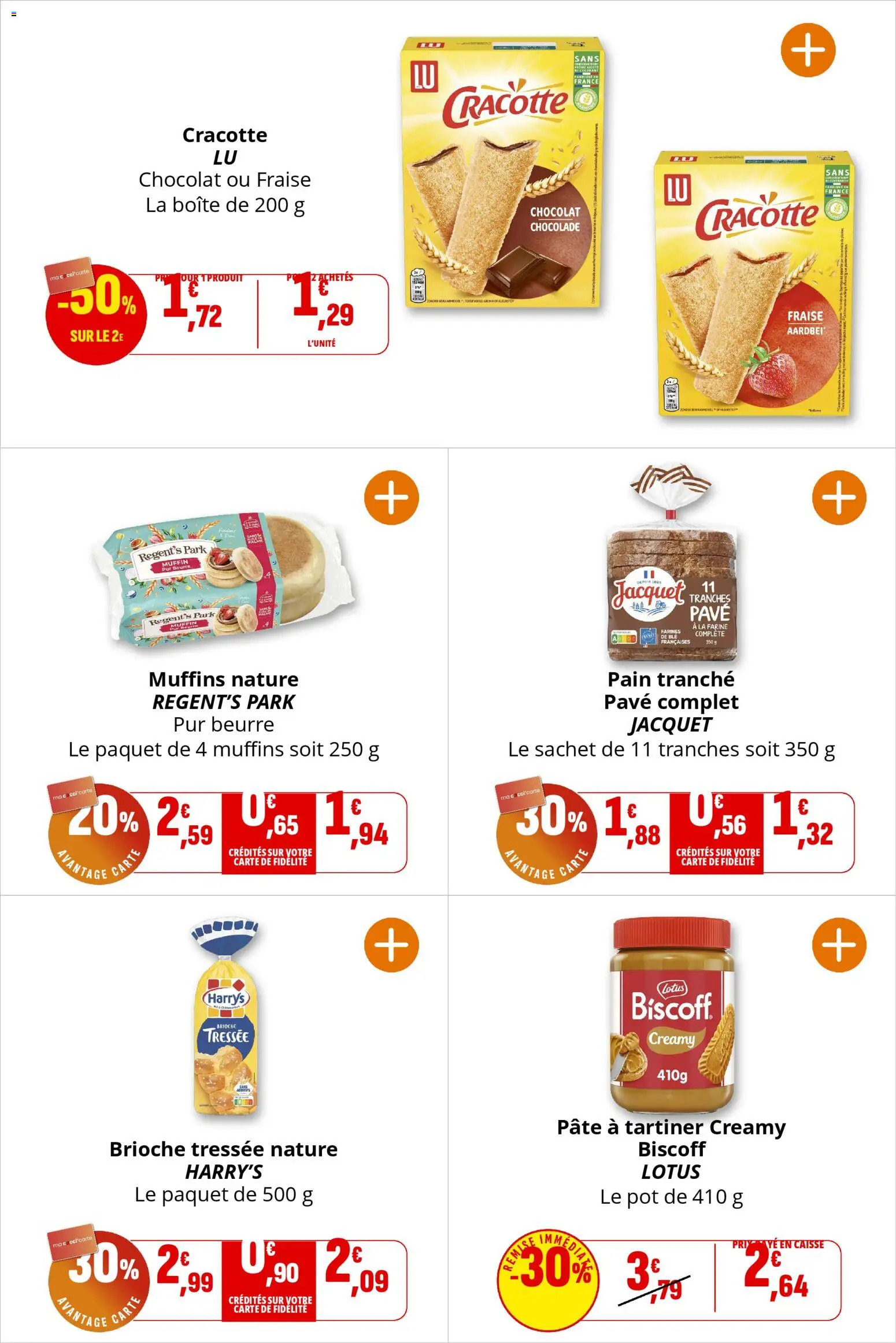 {H1} | Page: 16 | Produits: Muffins, Pâte à tartiner, Beurre, Pain