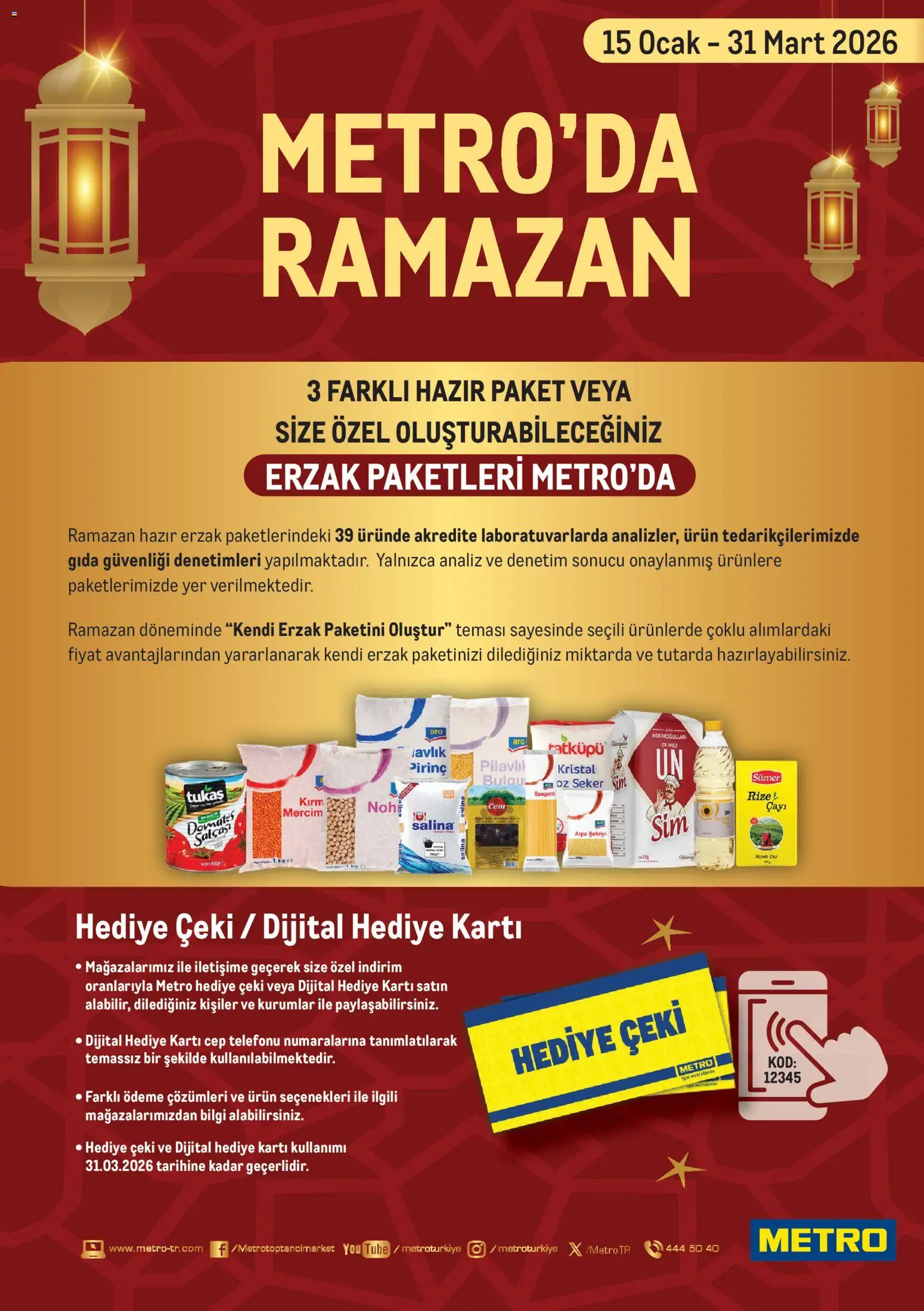 Metro - Ramazan Erzak Paketleri - 15.01.2026 tarihinden itibaren geçerlidir | Sayfa: 1 | Ürünler: Domates, Pirinç, Şeker, Ocak