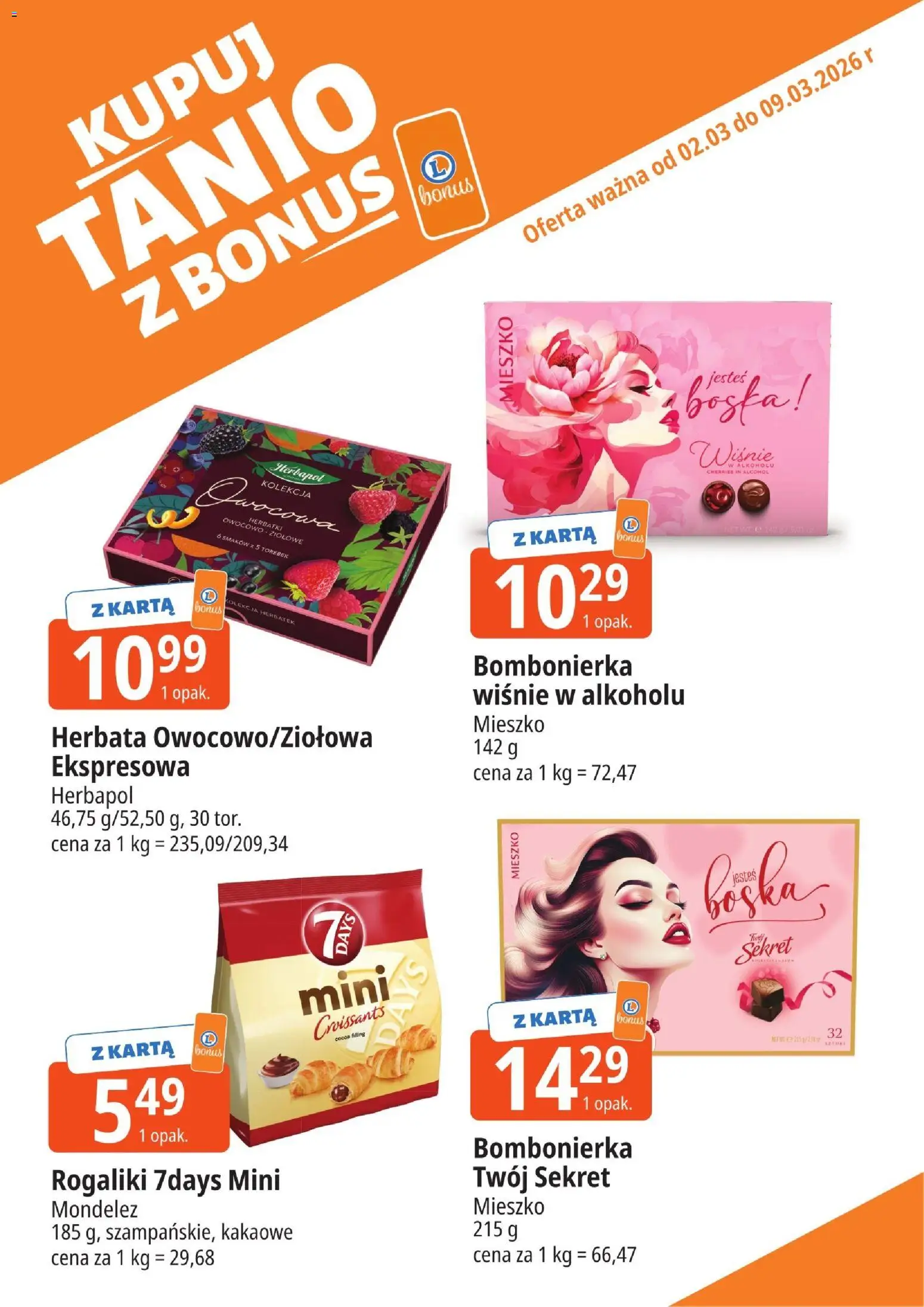 E.Leclerc gazetka - Kłodzko kupony dodatkowe od 02.03.2026 | Strona: 9 | Produkty: Karta, Bombonierka, Wiśnie, Herbata