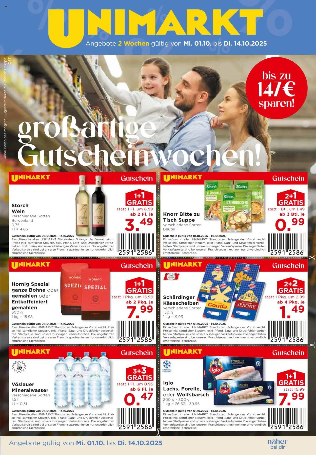 Unimarkt Ost gültig ab 01.10.2025 | Seite: 1 | Produkte: Tisch, Wein