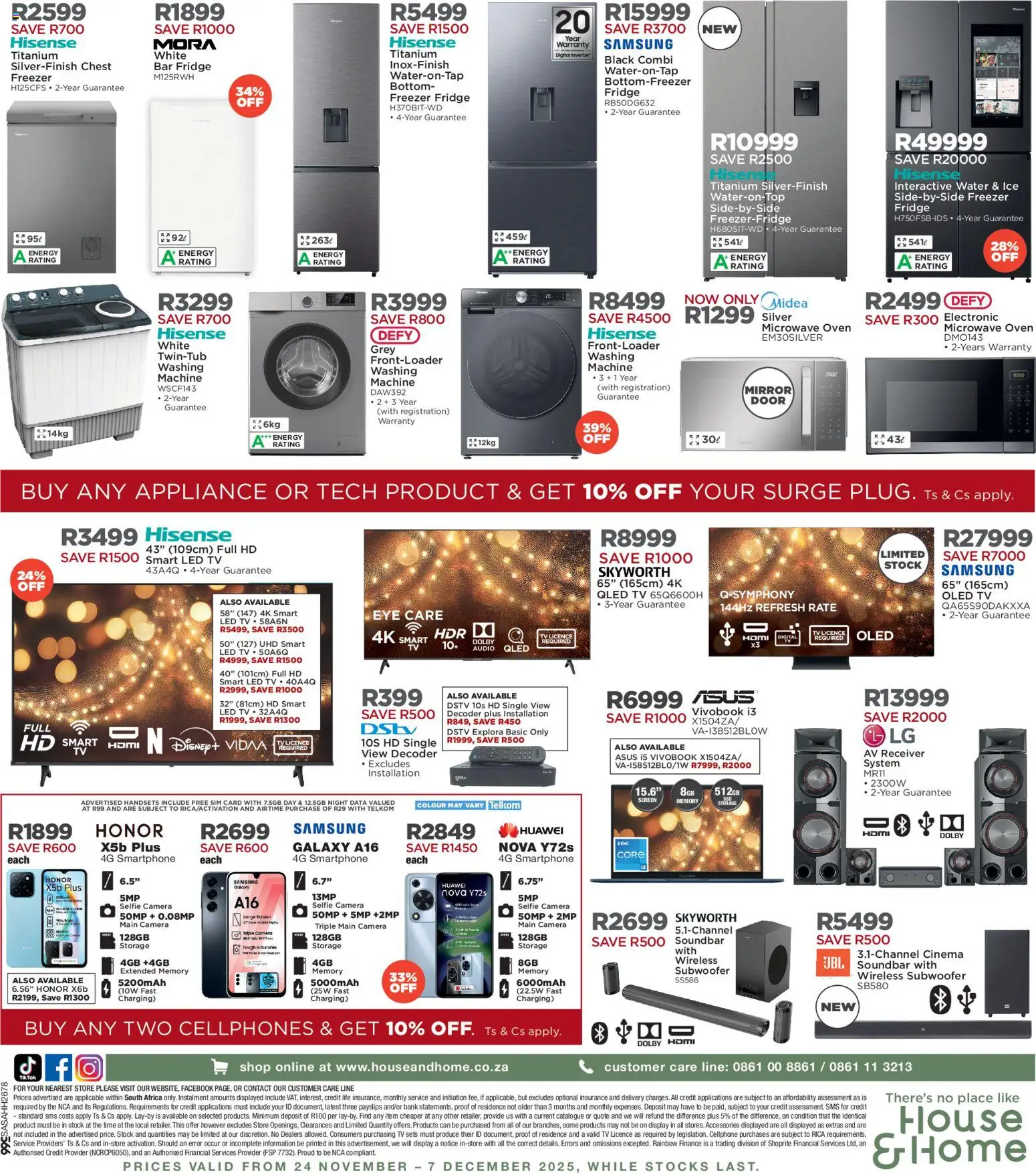 New House and Home catalogue – valid from 24.11.2025 | Page: 4 | Products: Camera, TV, Freezer fridge, Subwoofer