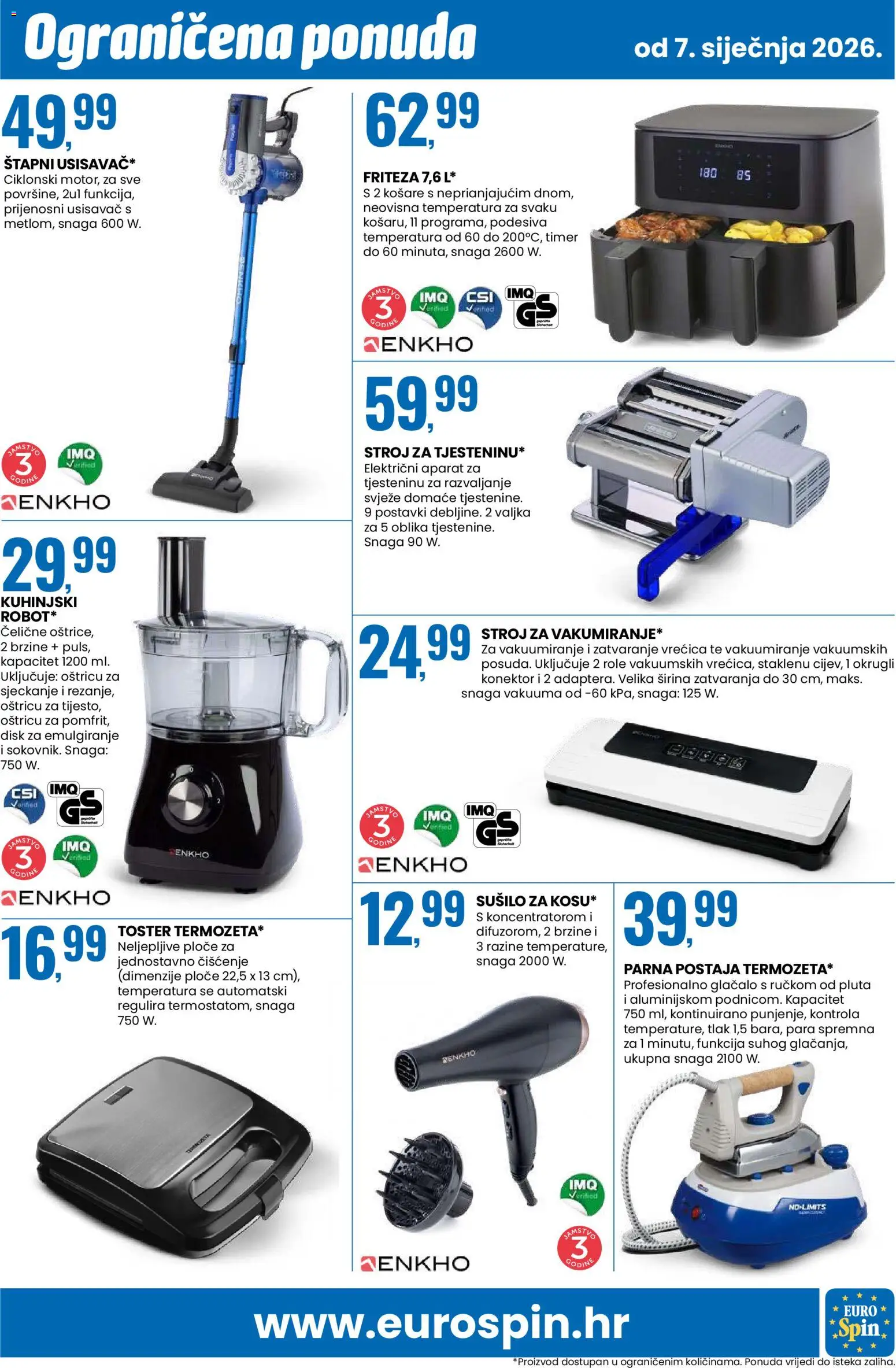 Eurospin katalog | vrijedi od 07.01.2026 | Stranica: 15 | Proizvodi: Toster, Parna postaja, Role, Košare