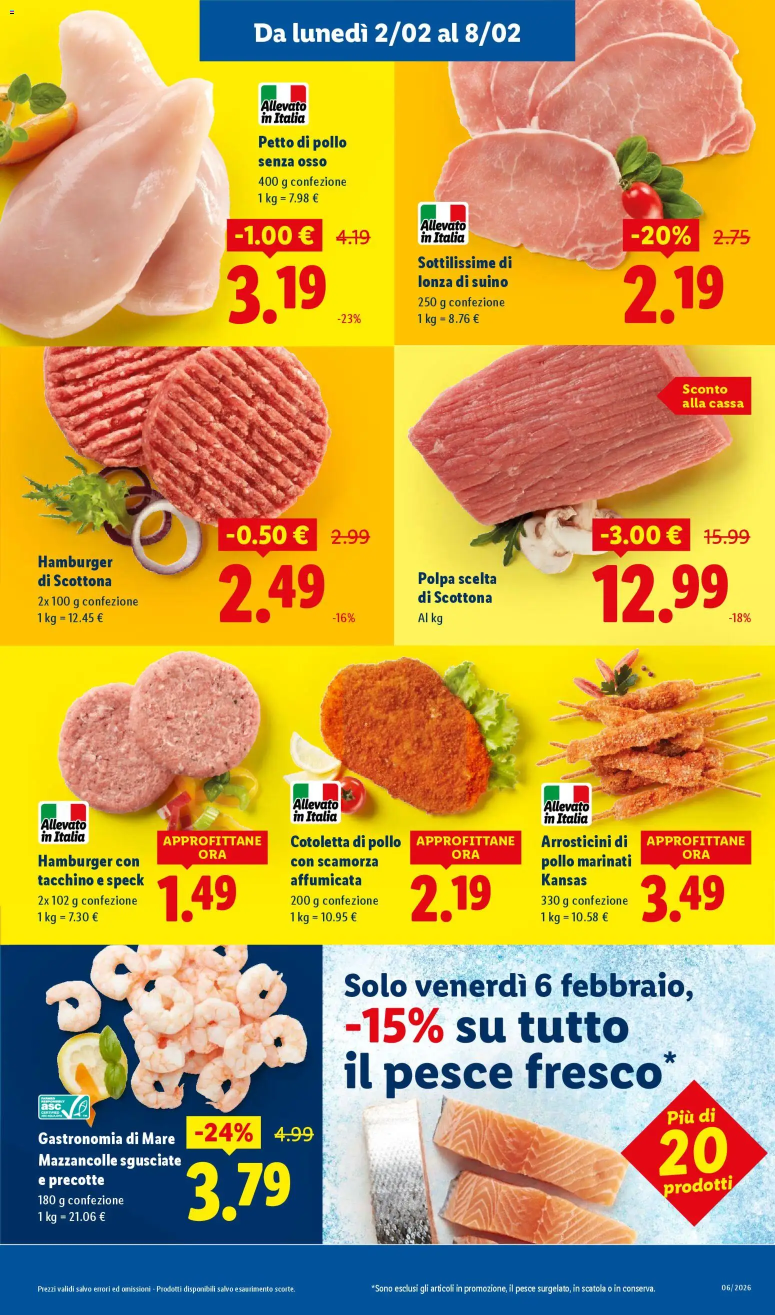 Volantino Lidl del 02.02.2026 | Pagina: 7 | Prodotti: Speck, Pollo, Arrosticini, Scatola