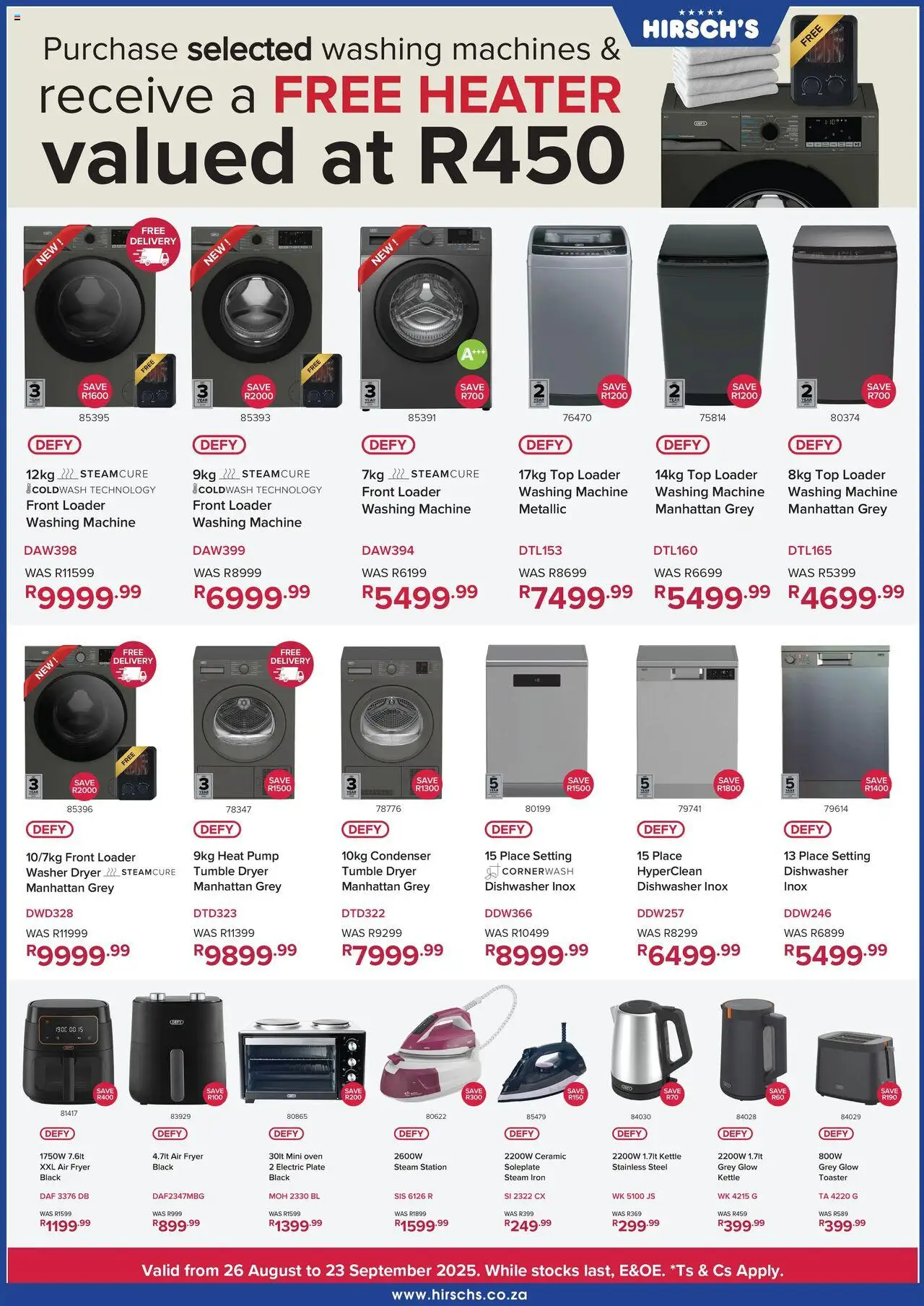 Hirsch's Specials │ valid from 28.08.2025 | Page: 18 | Products: Kettle, Fryer, Heater, Tumble dryer