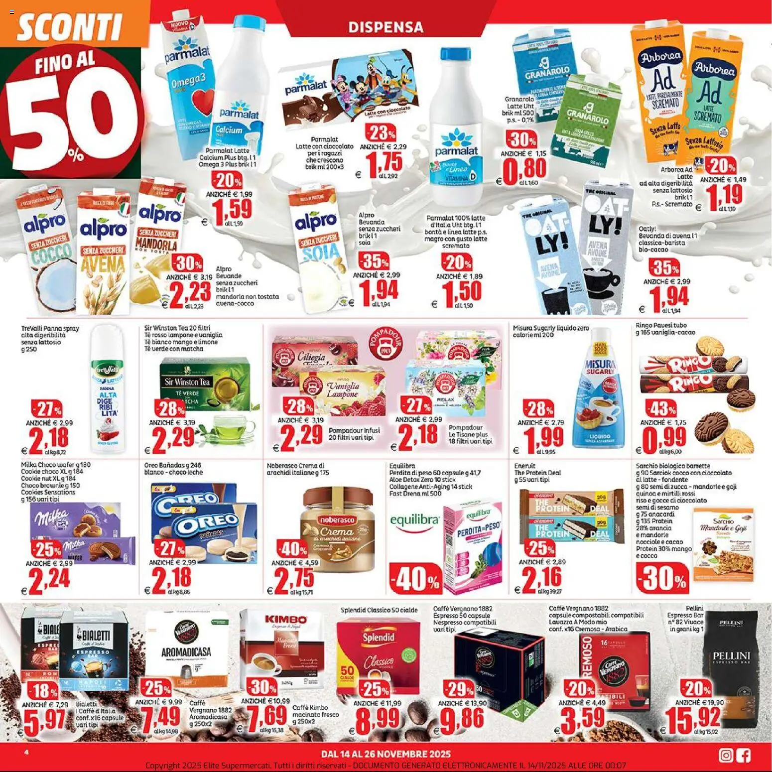 Volantino Elite Supermercati del 14.11.2025 | Pagina: 4 | Prodotti: Caffè, Anacardi, Zucca, Semi di zucca
