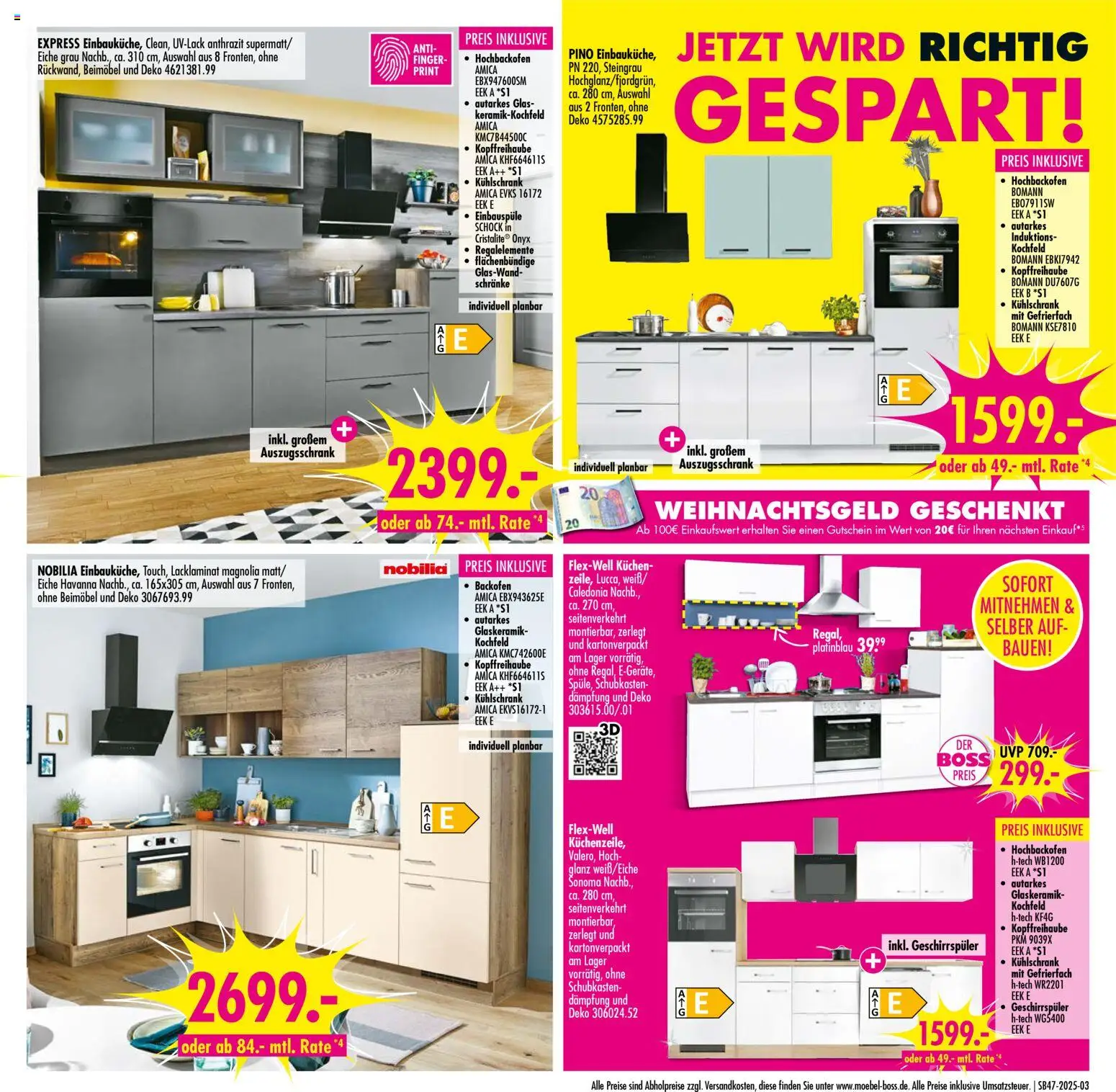 SB Möbel Boss Prospekt 	 – gültig ab 15.11.2025 | Seite: 3 | Produkte: Geschirrspüler, Kühlschrank, Kochfeld, Kuchen