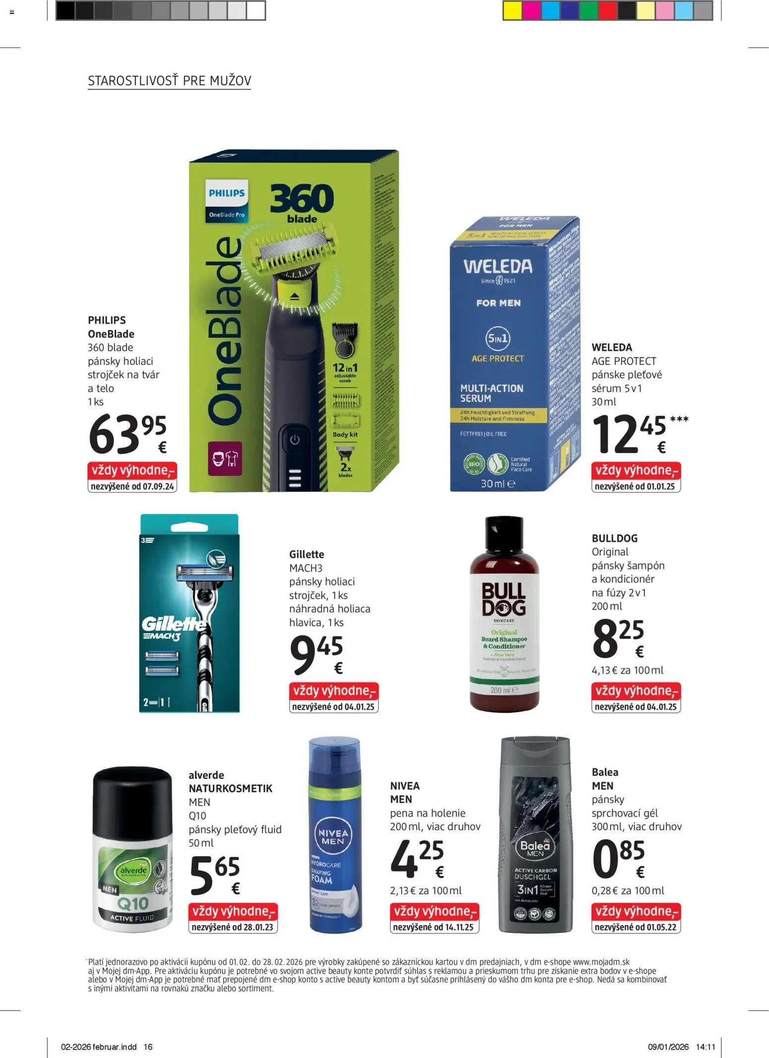 Nové dm drogerie akcie – leták je platný od 01.02.2026 | Strana: 16 | Produkty: Strojček, Holiaci strojček, Šampón, Pena na holenie