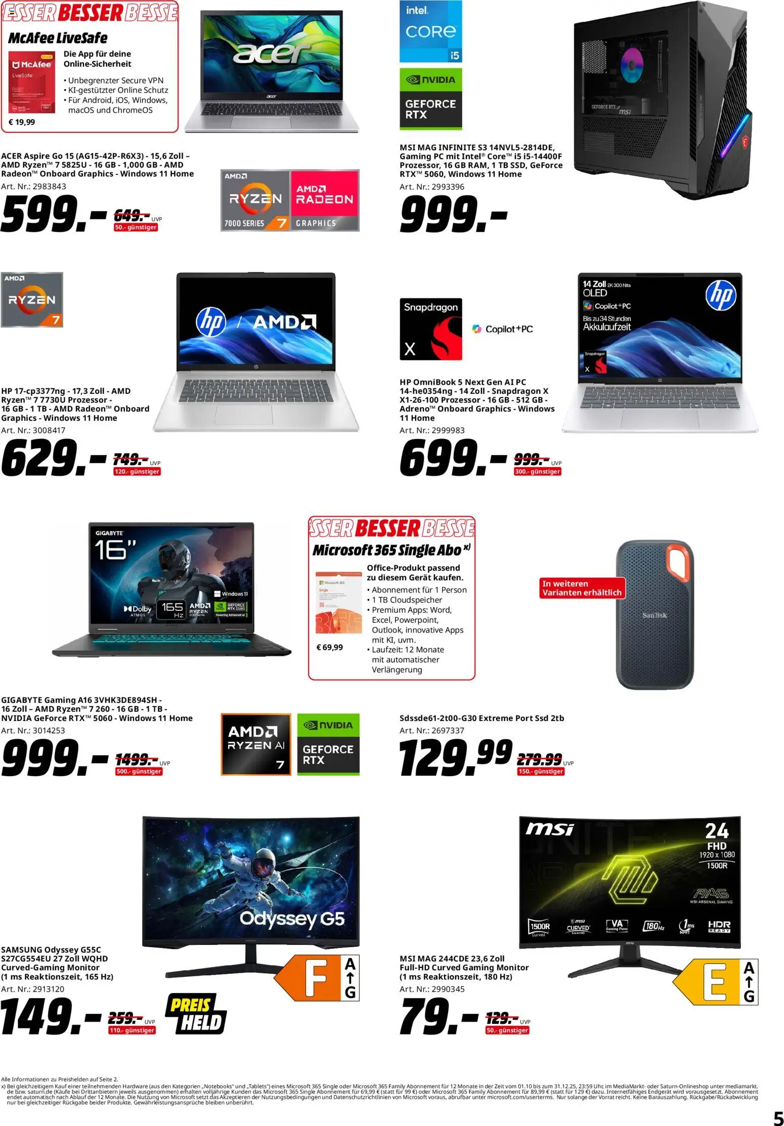 Media Markt - Black Friday  – gültig ab 28.10.2025 | Seite: 5 | Produkte: HP, Samsung, Monitor, PC