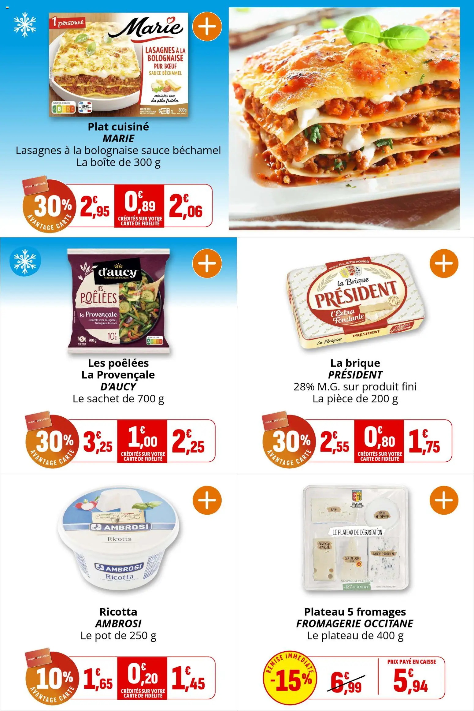 {H1} | Page: 20 | Produits: Plateau, Emmental, Pâtes, Brie