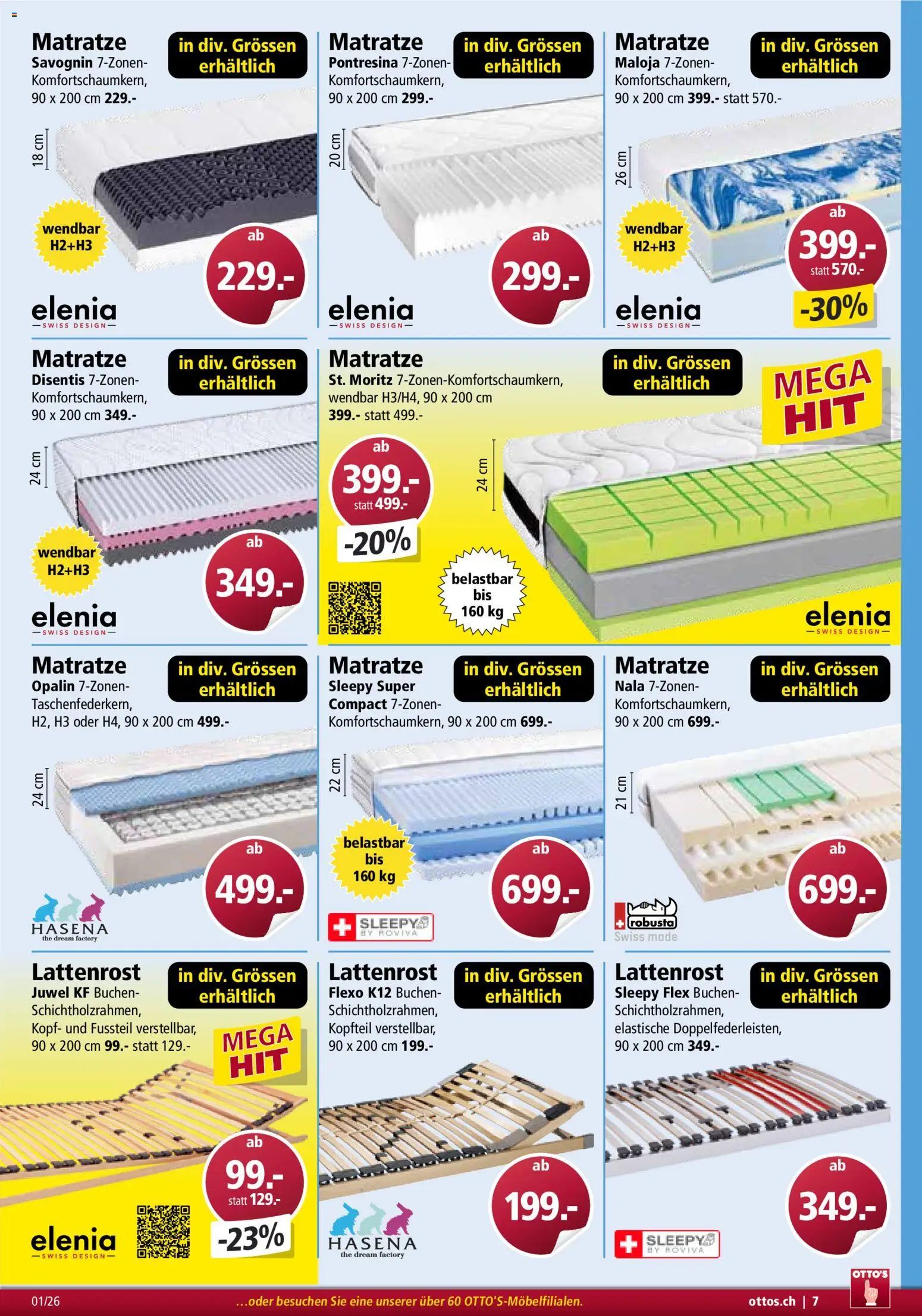 Otto's Aktionen Möbelflyer – gültig ab 01.01.2026 | Seite: 7 | Produkte: Matratze, Lattenrost