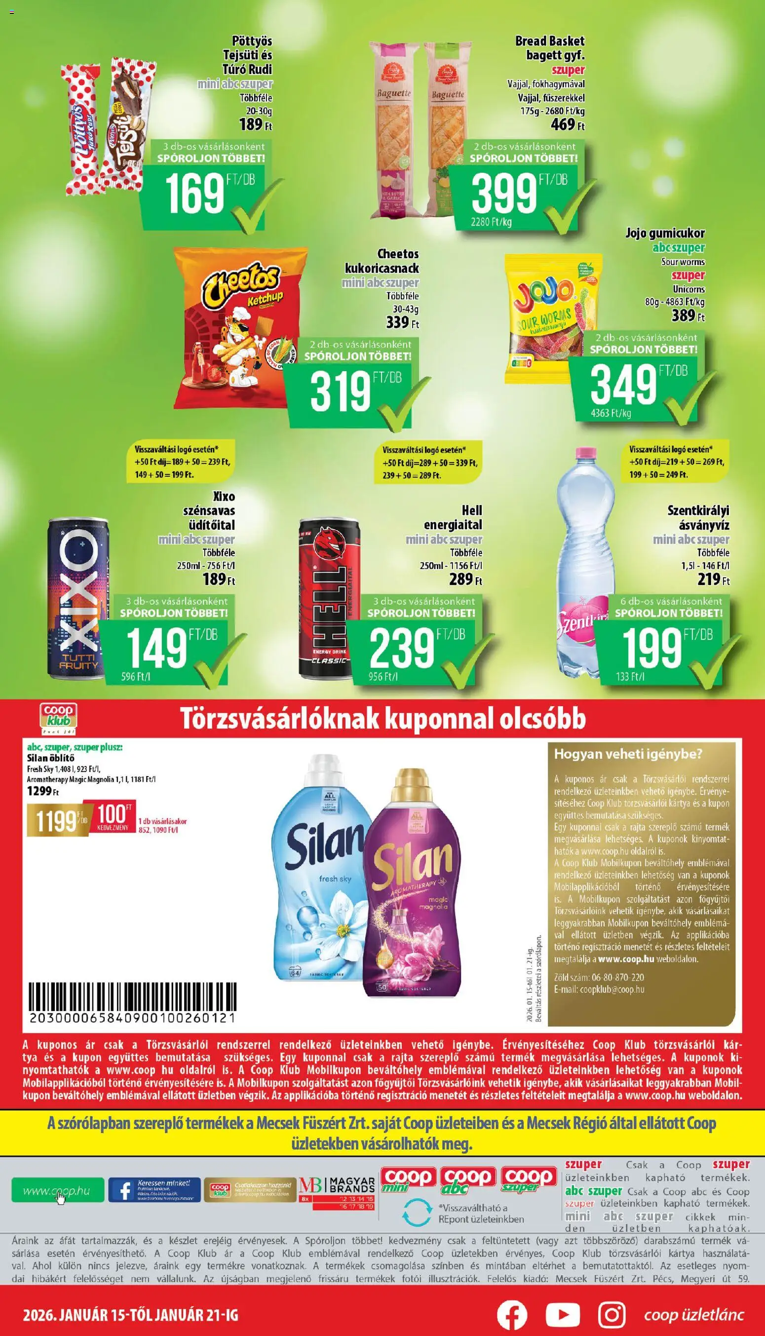 COOP akciós ujság - amely érvényes a következő dátumtól: 15.01.2026 | Oldal: 8 | Termékek: Túró rudi, Gumicukor, Cheetos, Ketchup
