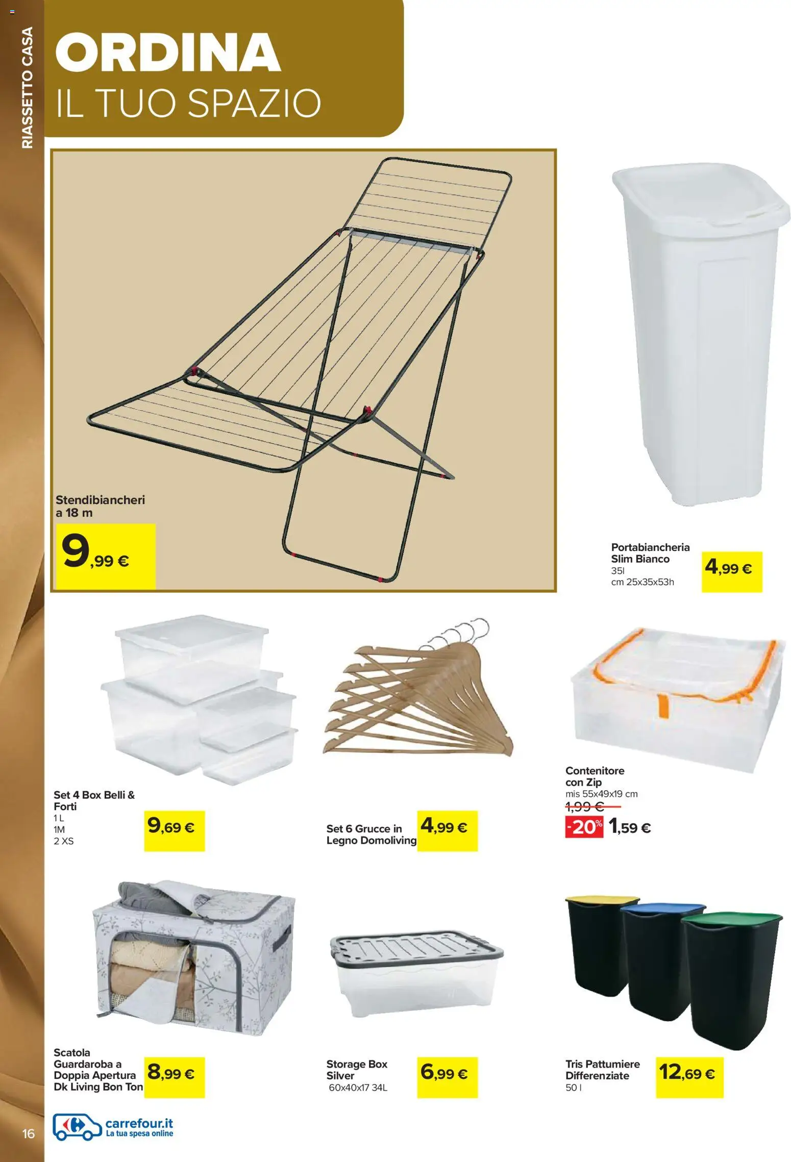 Volantino Carrefour del 27.12.2025 | Pagina: 16 | Prodotti: Guardaroba, Contenitore, Grucce, Portabiancheria