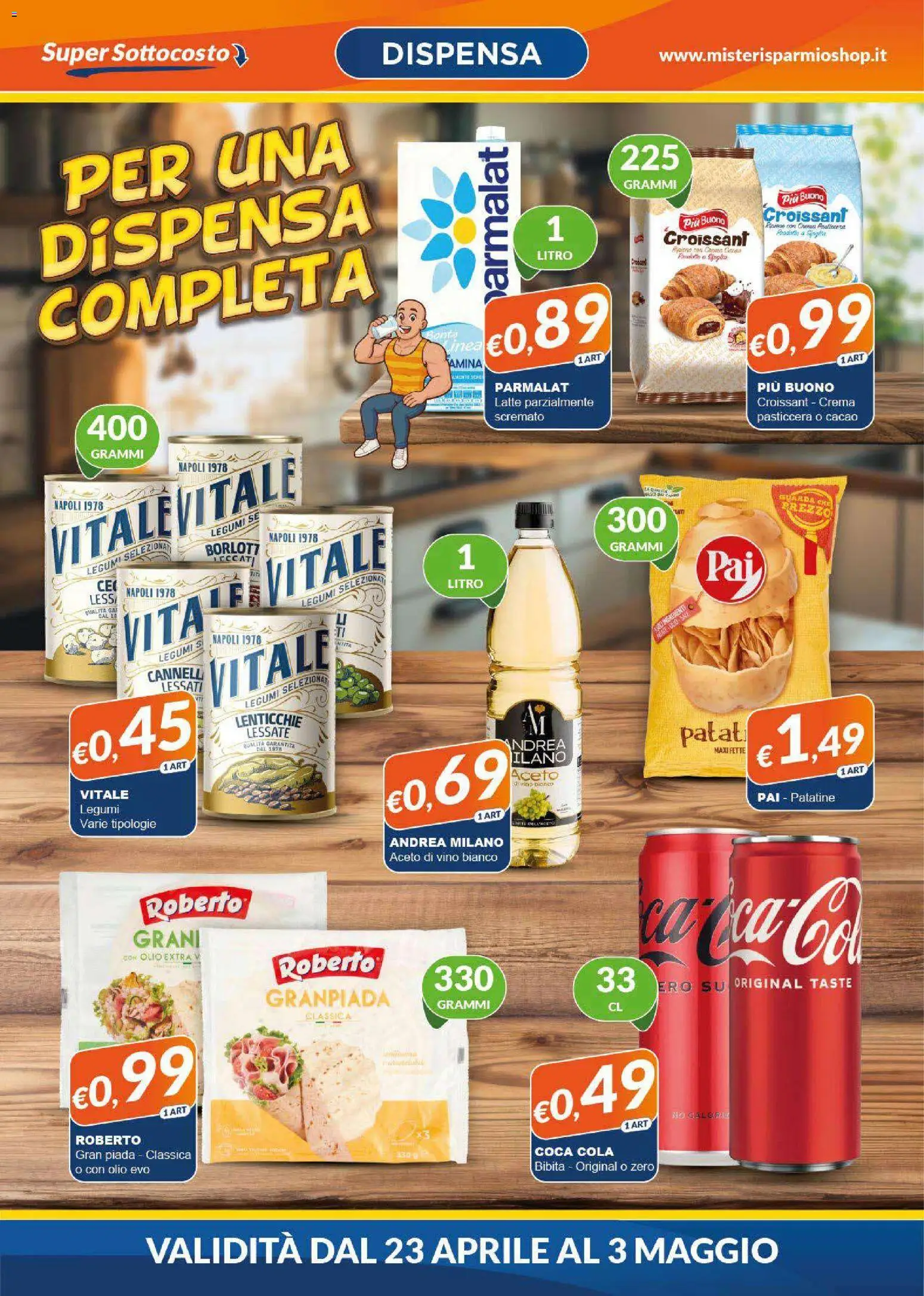 Volantino Mister Risparmio del 23.04.2026 | Pagina: 2 | Prodotti: Crema, Vino, Cacao, Vino bianco