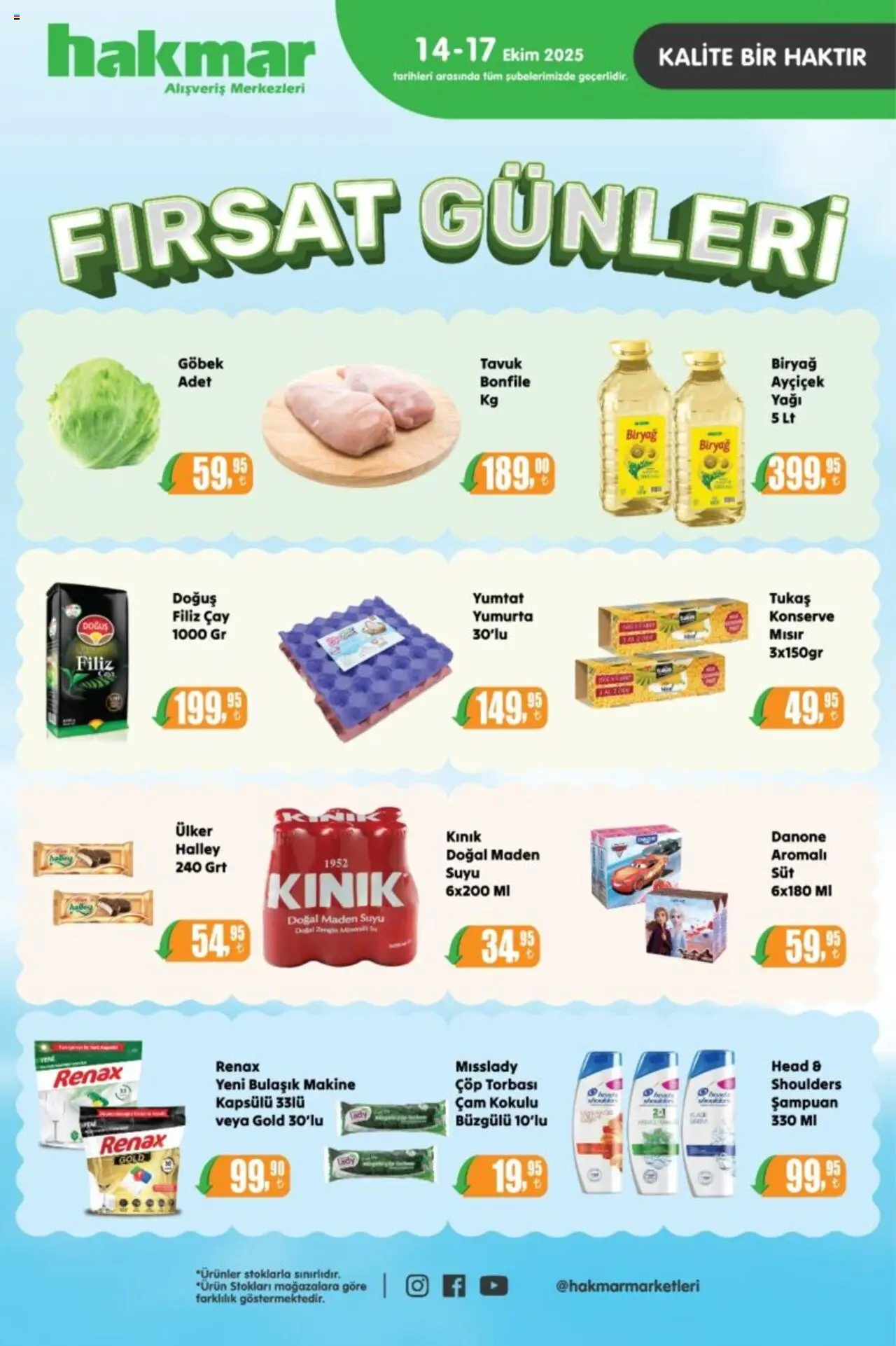 Hakmar Katalog - 14.10.2025 tarihinden itibaren geçerlidir | Sayfa: 1 | Ürünler: Çöp torbası, Şampuan, Çay, Su
