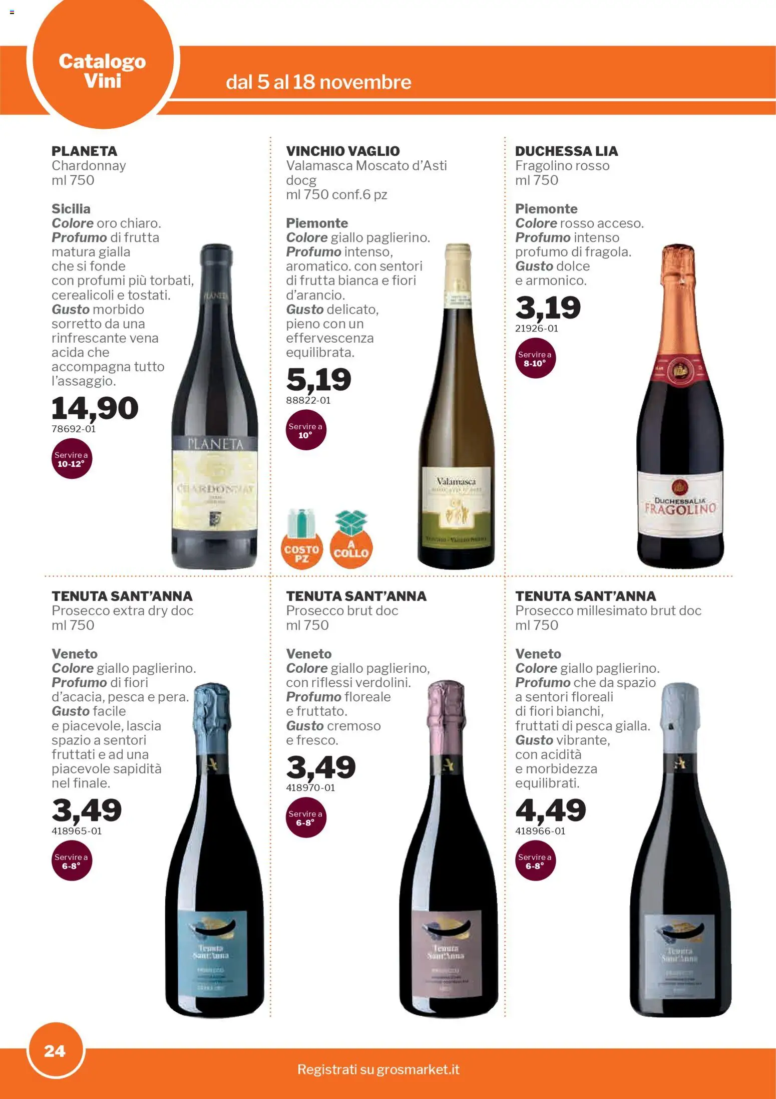 Volantino Sogegross del 05.11.2025 | Pagina: 24 | Prodotti: Prosecco, Frutta, Pesca, Profumo