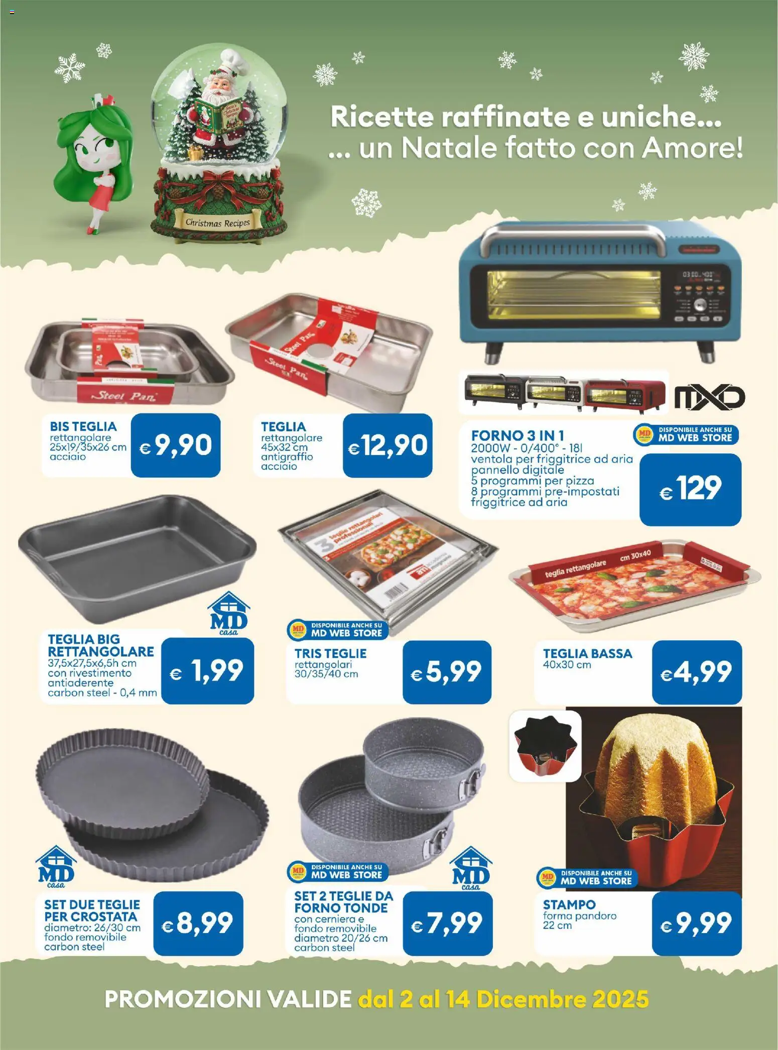 Volantino MD Discount del 02.12.2025 | Pagina: 22 | Prodotti: Friggitrice ad aria, Teglia, Pizza, Forno