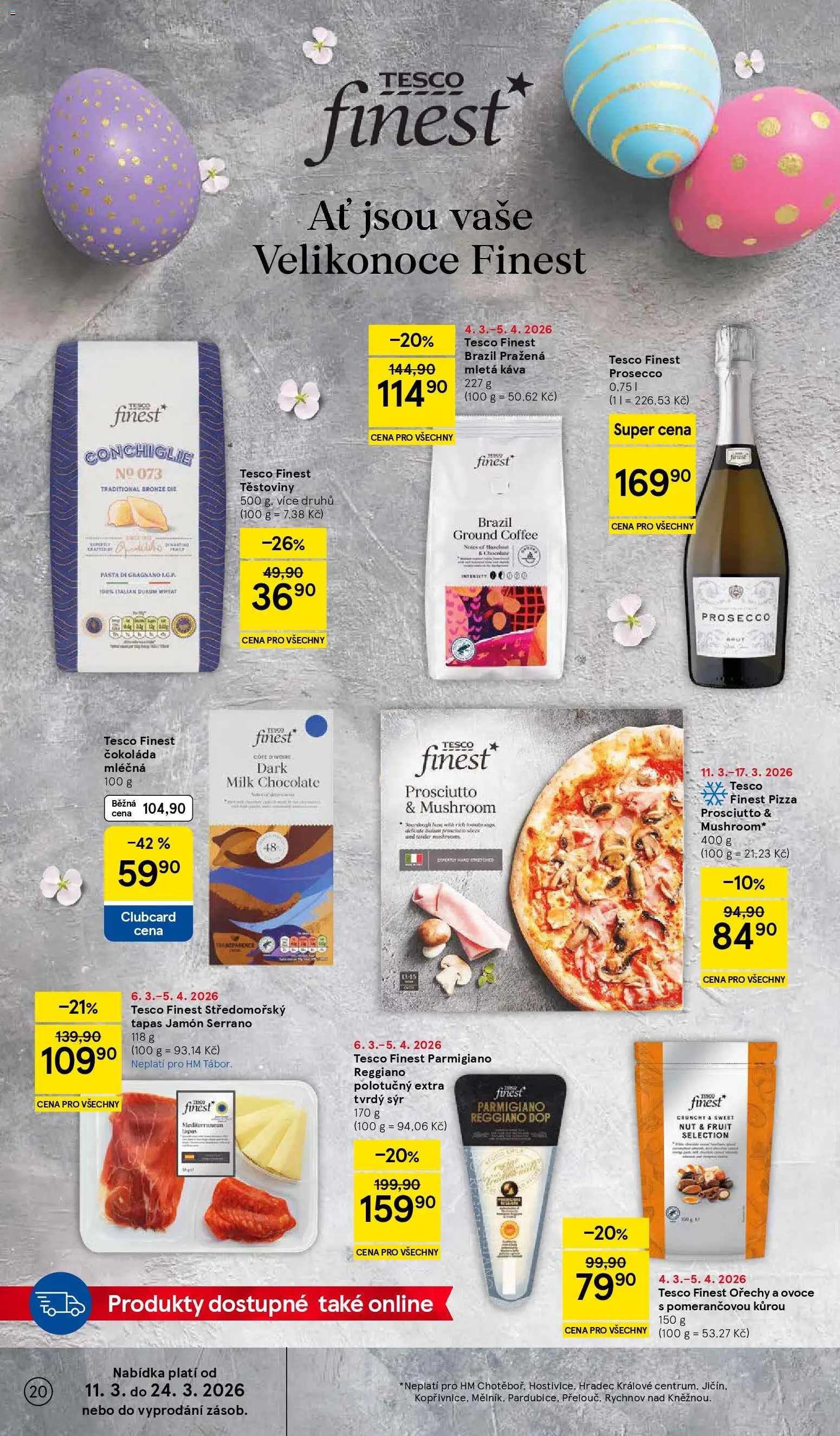 Tesco leták - Hypermarket od 11.03.2026 | Strana: 20 | Produkty: Prosecco, Káva, Finest, Těstoviny